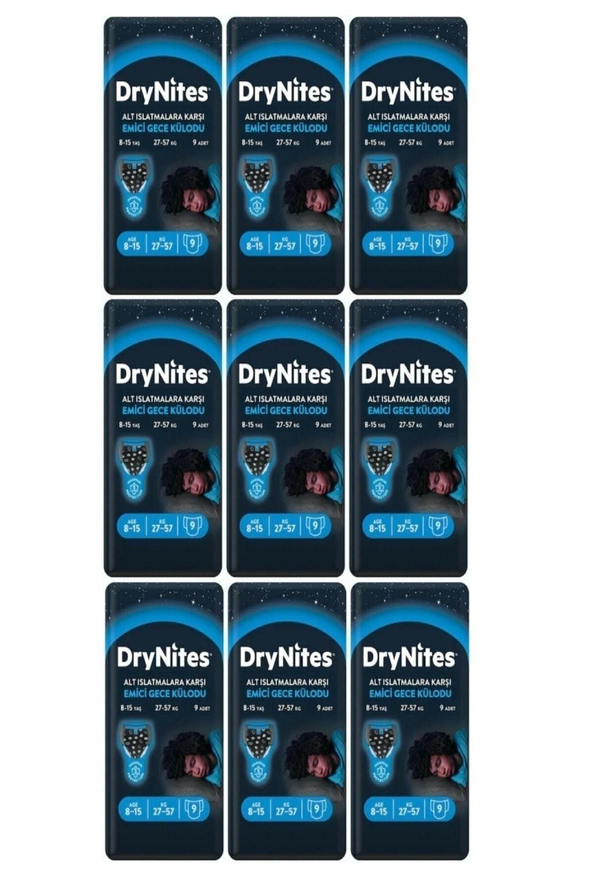 DryNites Erkek Emici Gece Külodu 8-15 Yaş 27-57  kg 9 Paket
