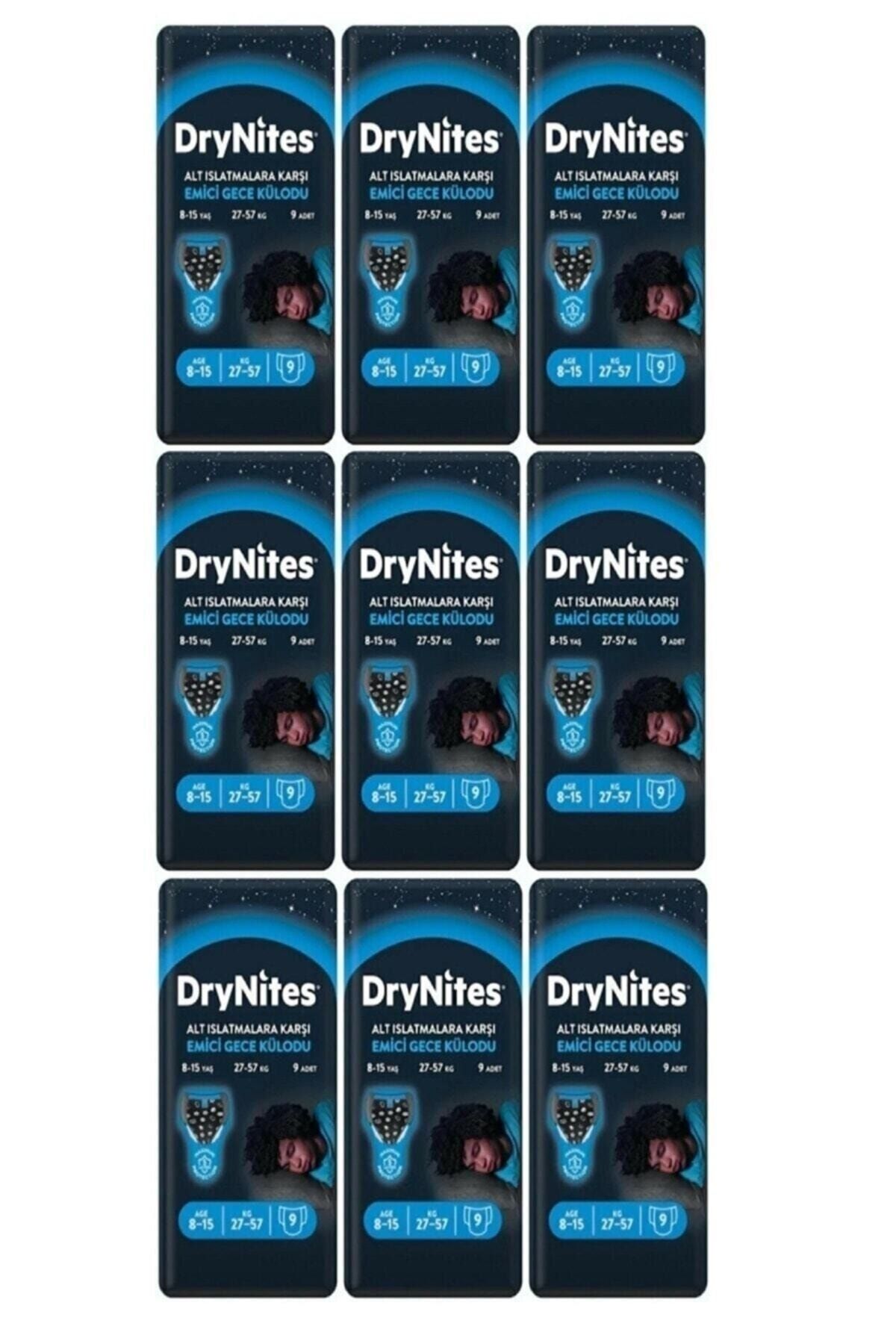 DryNites Erkek Emici Gece Külodu 8-15 Yaş 27-57 Kg 9lu * 9 Paket * 81 Adet (3 Koli)