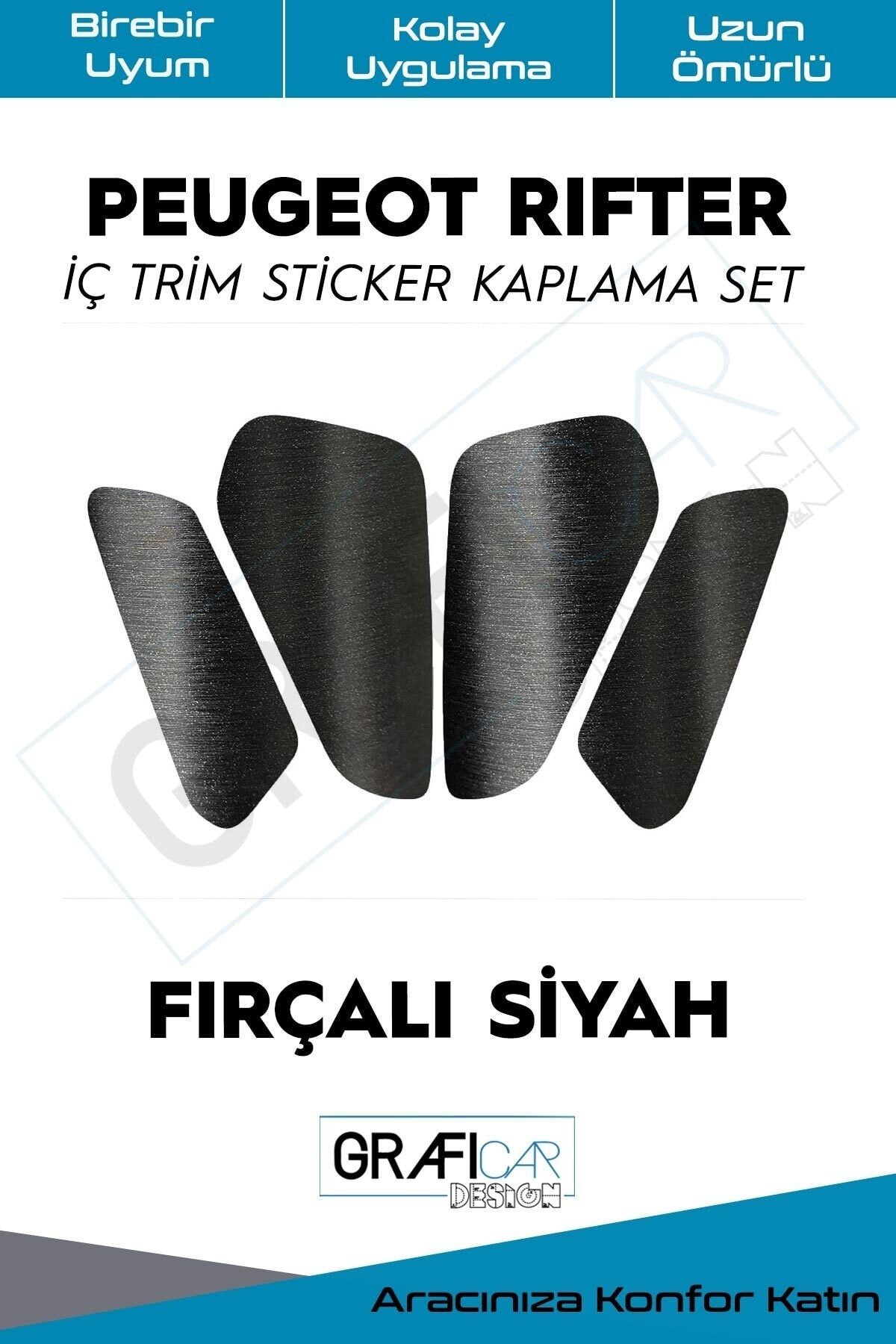 GRAFİCAR Peugeot Rifter Iç Trim Kaplama Sticker Set / Fırçalı Siyah