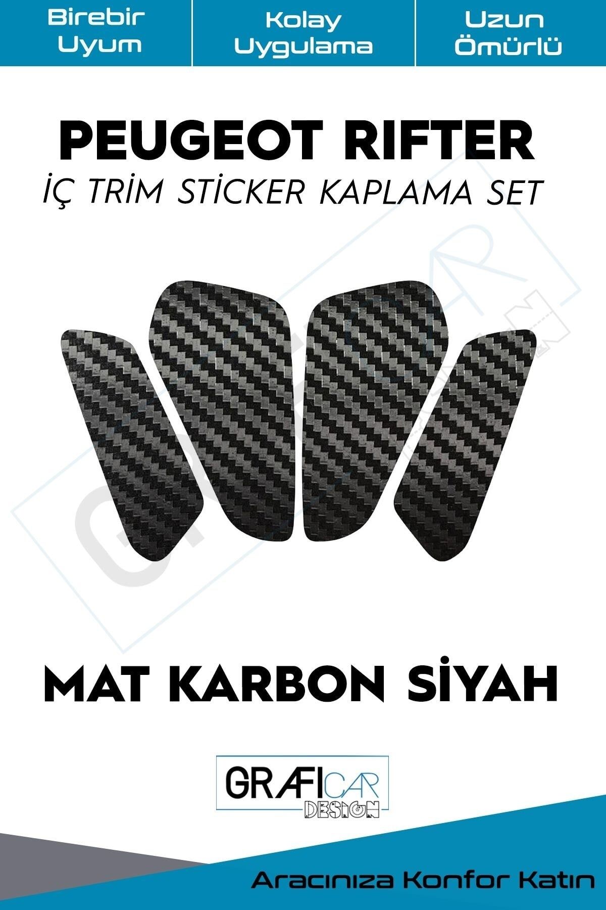 GRAFİCAR Peugeot Rifter Iç Trim Kaplama Sticker Set/mat Karbon Siyah
