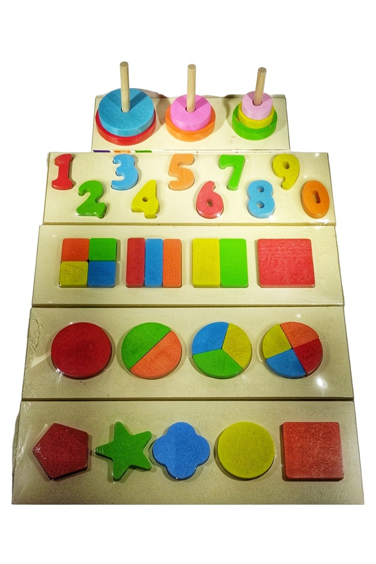 Esmay Ahşap Eğitici Bultak Kare+yuvarlak+sayılar+geometrik Şekiller+hanoi Kulesi Set