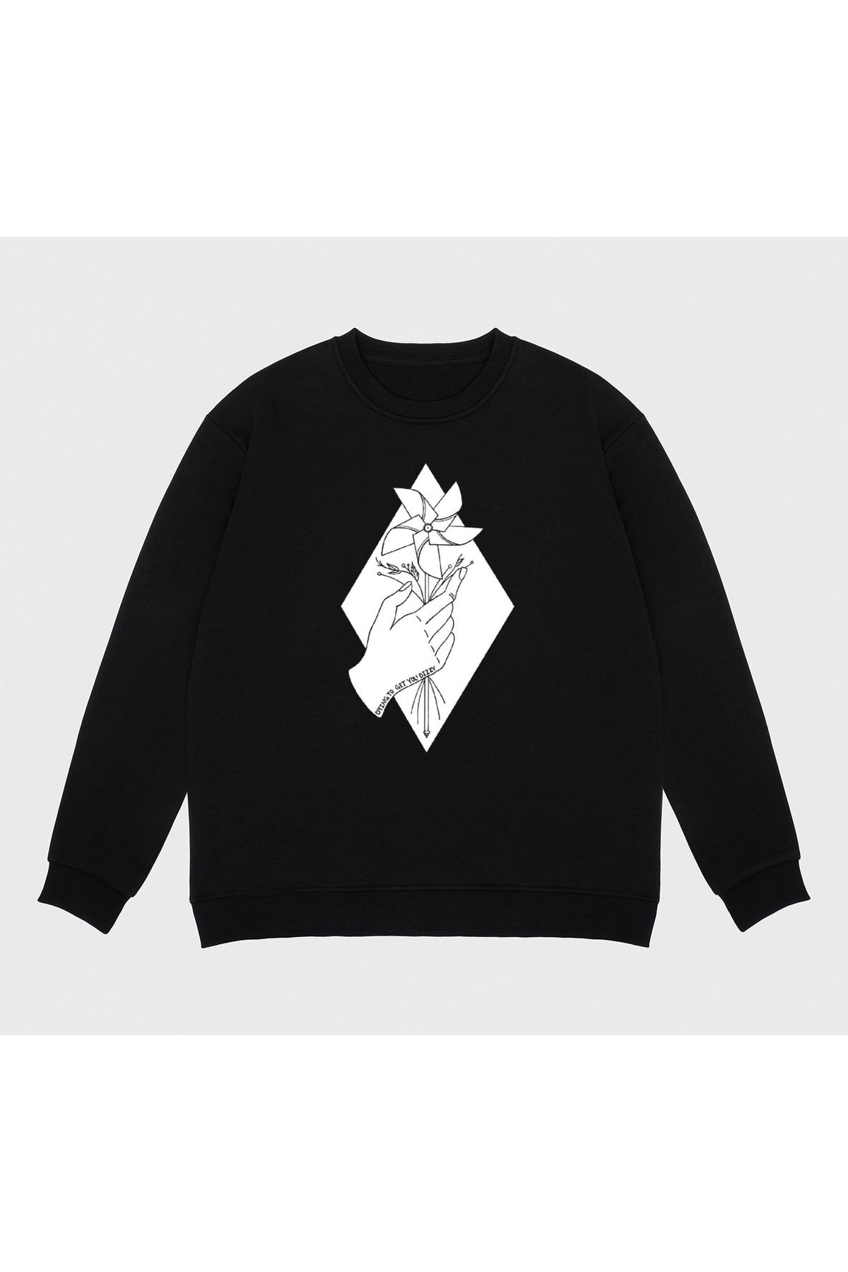MyNero Unisex Siyah Sweatshirt Turnover Dizzy On The Comedown Design Classic _al1301