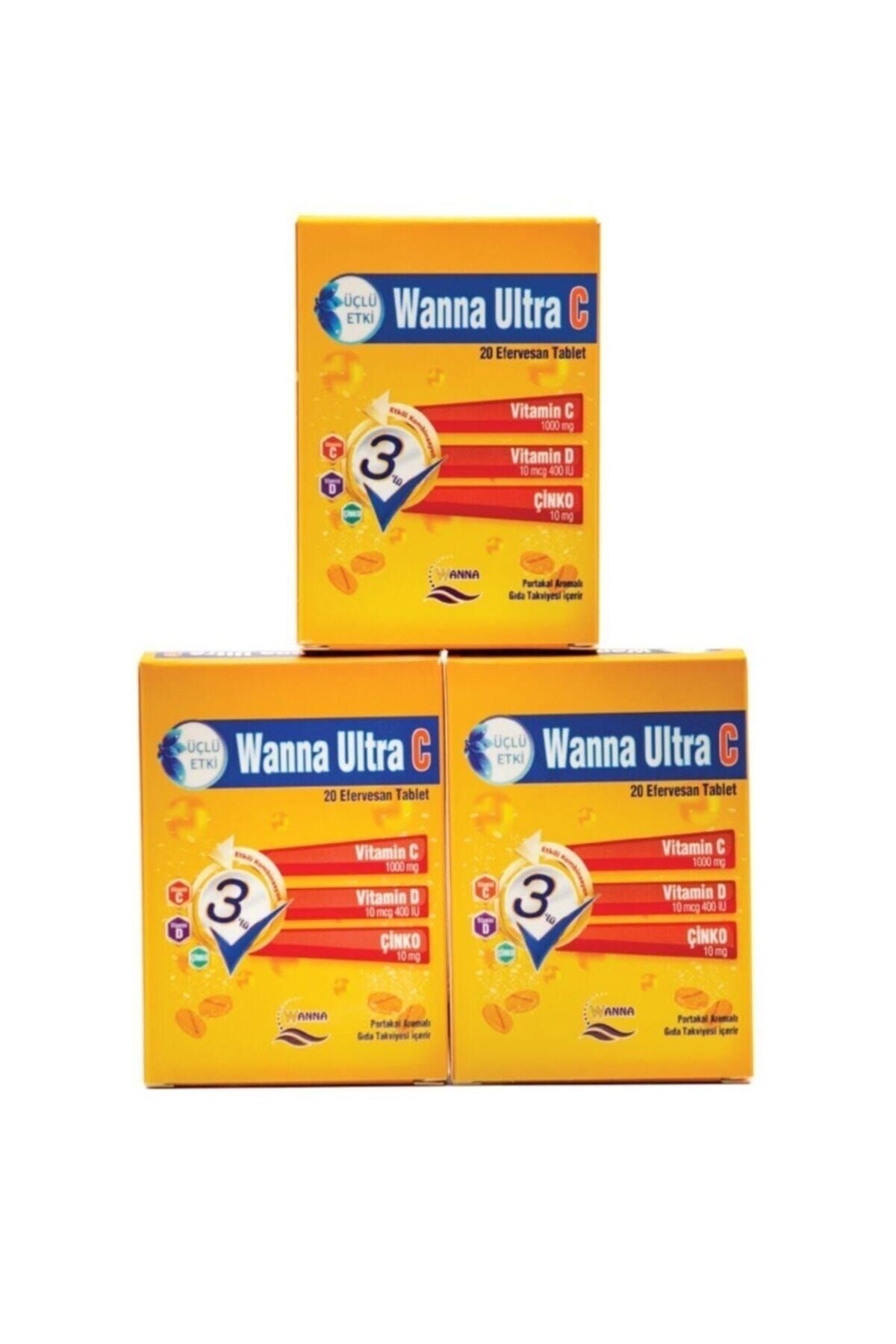 WANNA C Vitamini D Vitamini Çinko Efervesan (20 Tablet) X 3 Lü Fırsat Ürünü