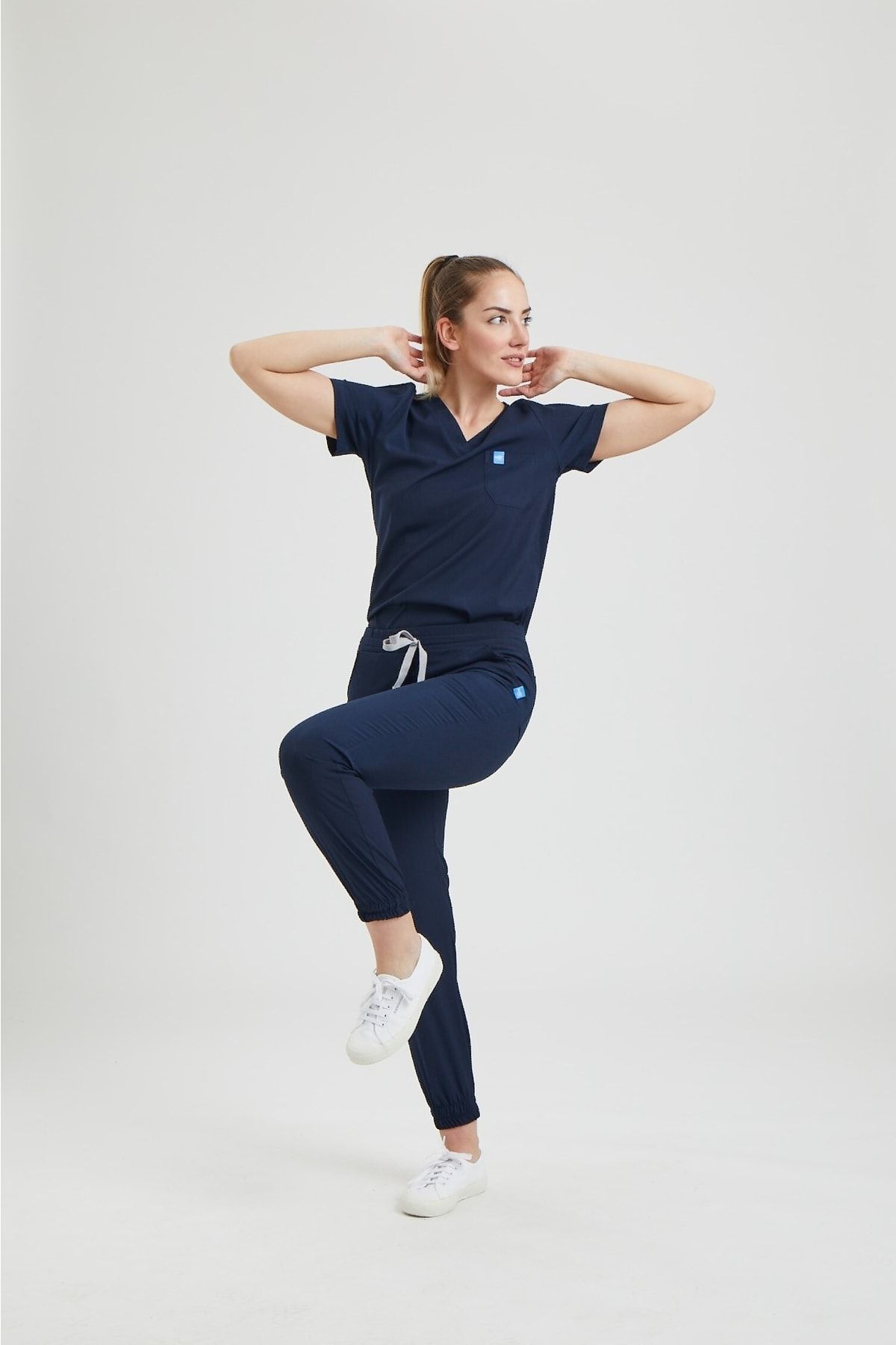 Wio Uniform Jogger Kadın Likralı Üniforma Takımı - Lacivert