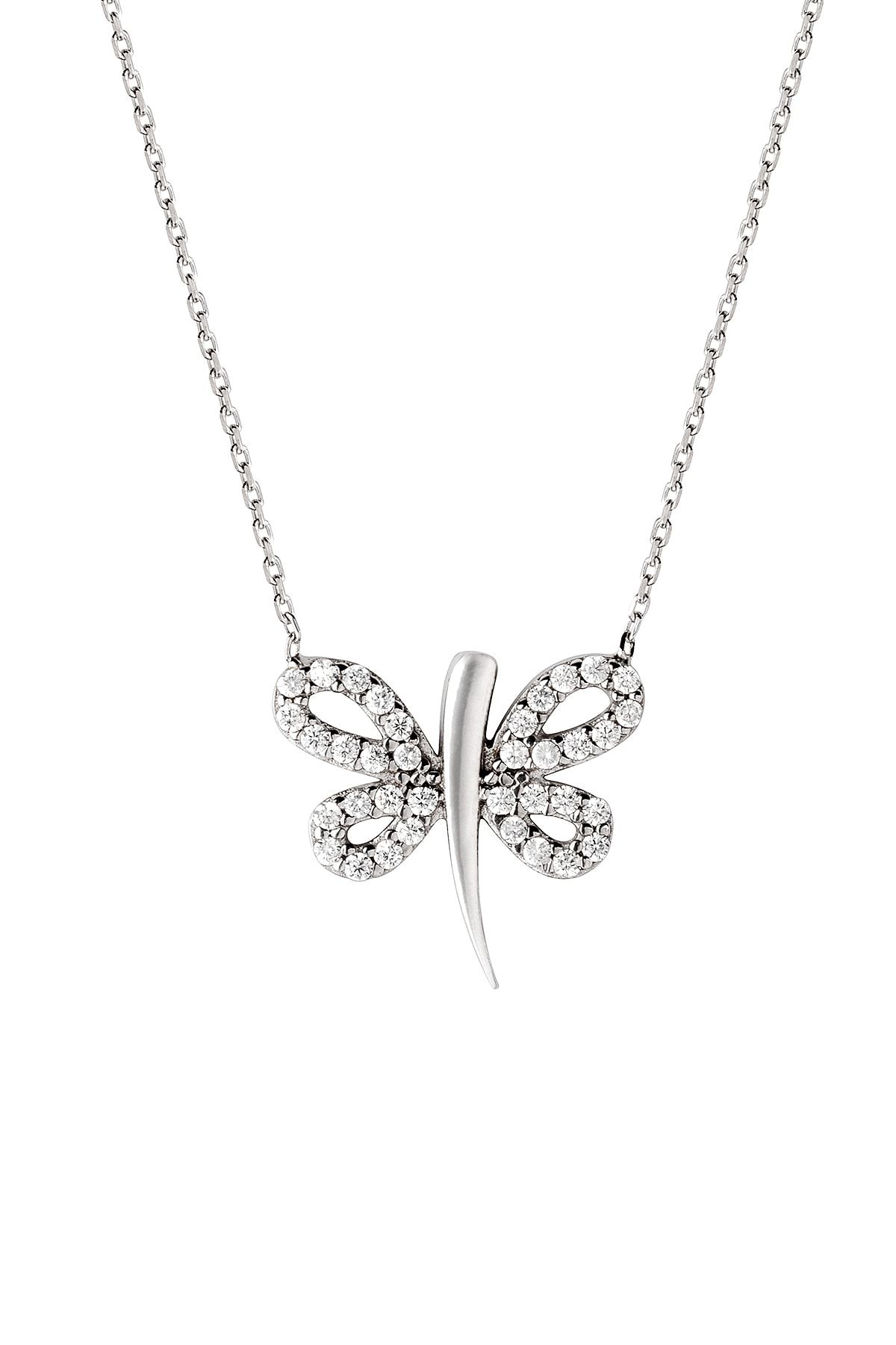 Afrodit Silver Kadın Beyaz Yusufçuk Tasarım Gümüş Kolye