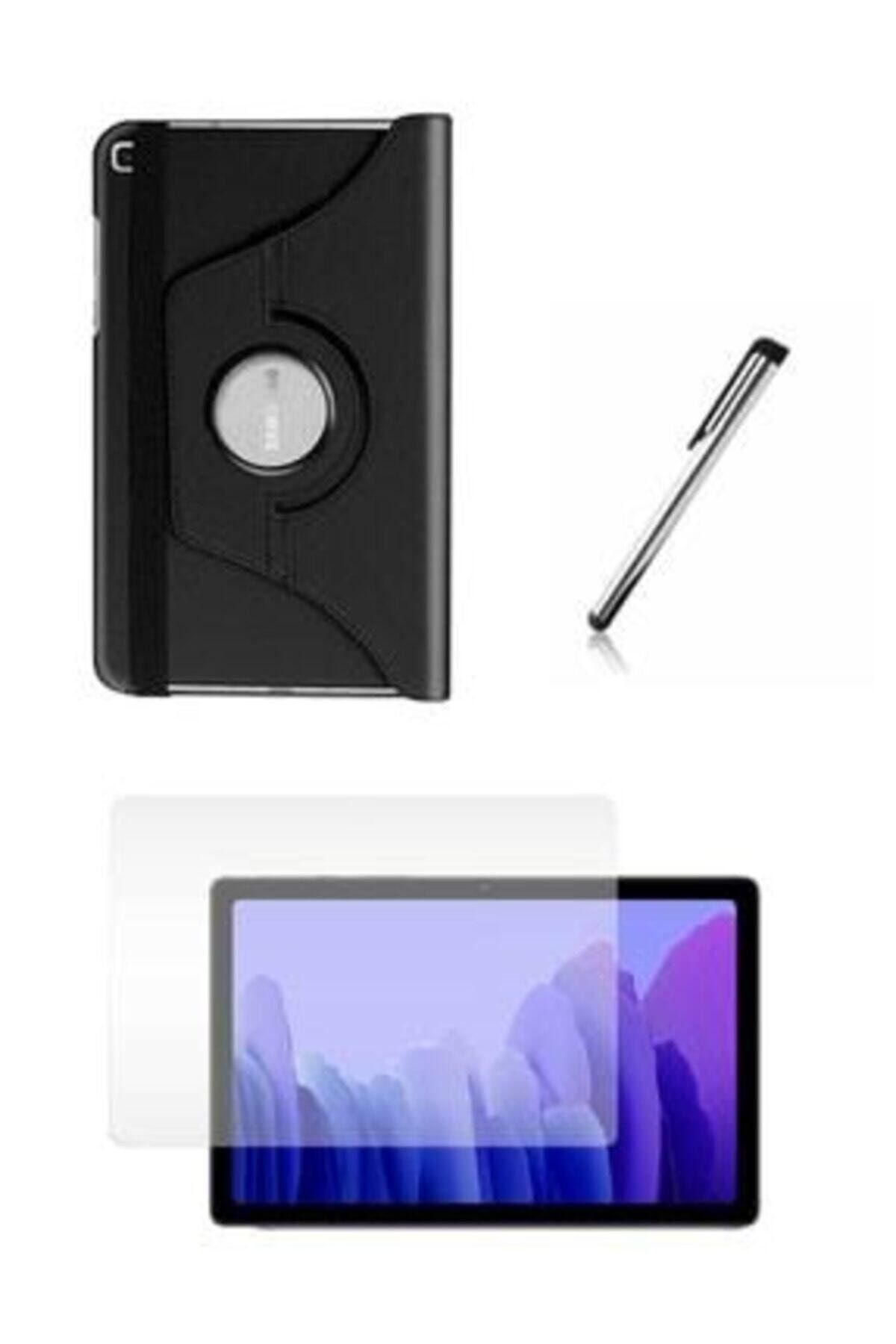 E TicaShop Galaxy Tab A7 Sm T500 T505 T507 Tablet Uyumlu Kılıfı Siyah Dönerli Seti 10,4 Inç Set