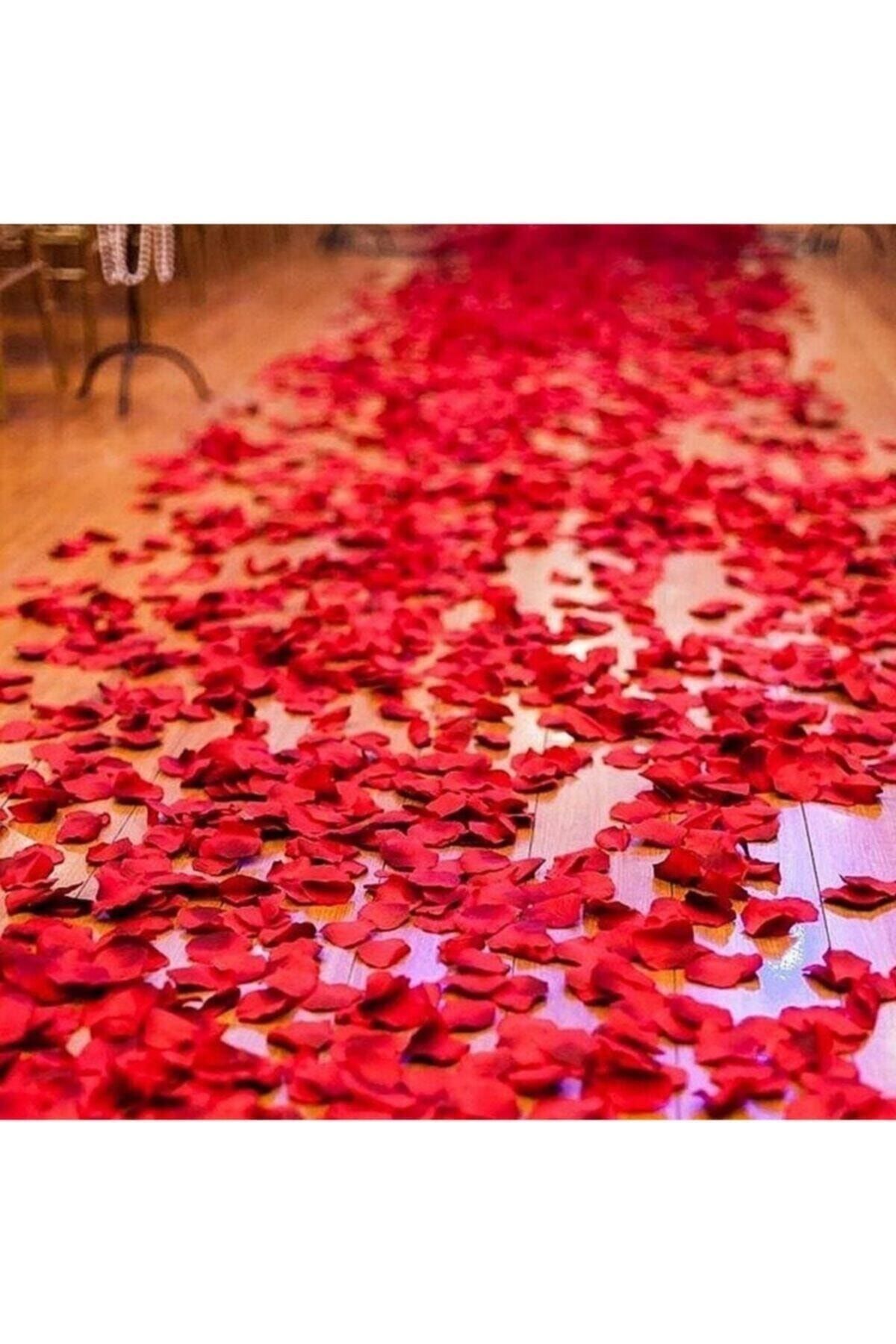 Partini Seç Dekoratif Kırmızı Yapay Gül Yaprakları, Romantik Süsleme Malzemesi 500 Adet