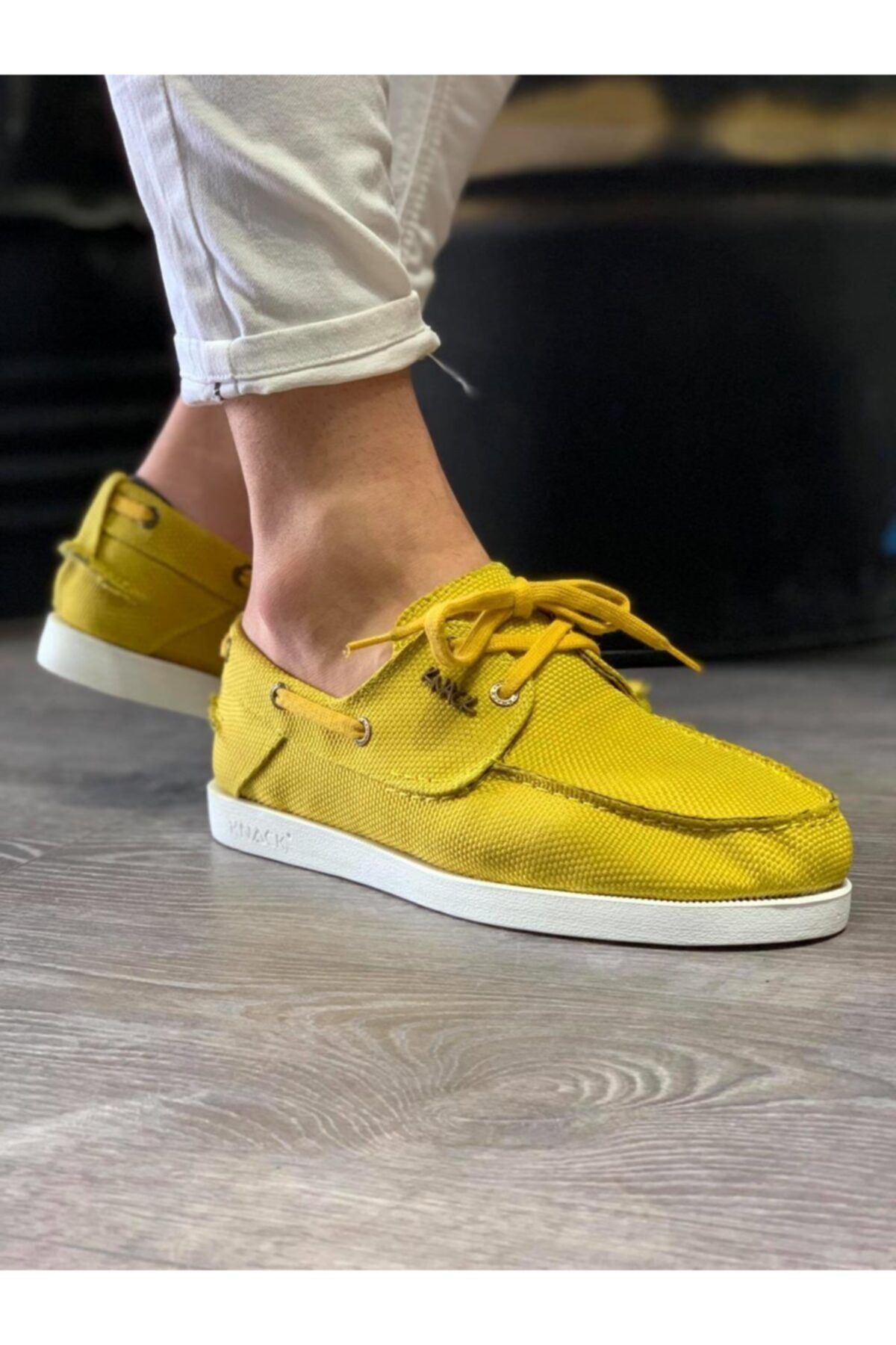 pabucmarketi Erkek Sarı Keten Ayakkabı