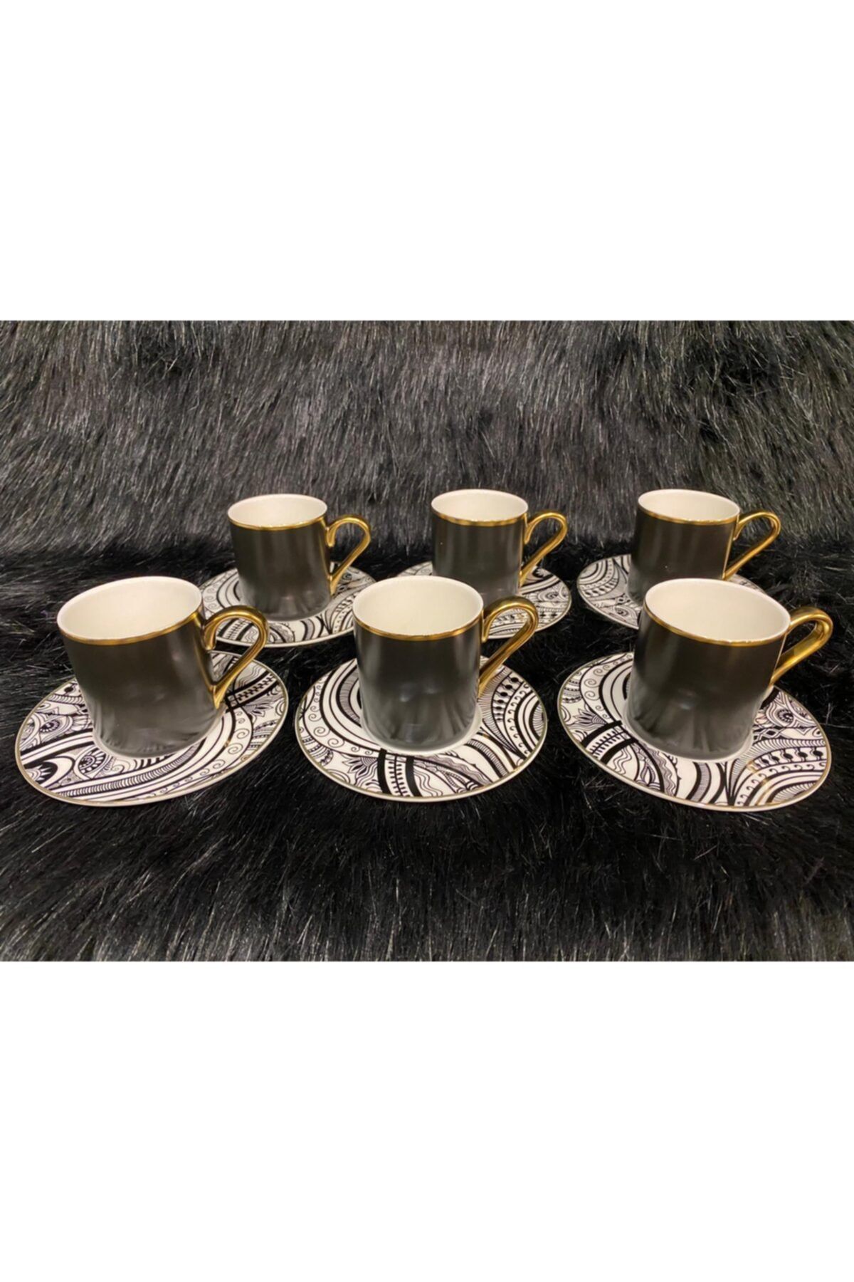 Lucky Art Passion New Bone China Türk Kahvesi Fincan Takımı 6 Kişilik