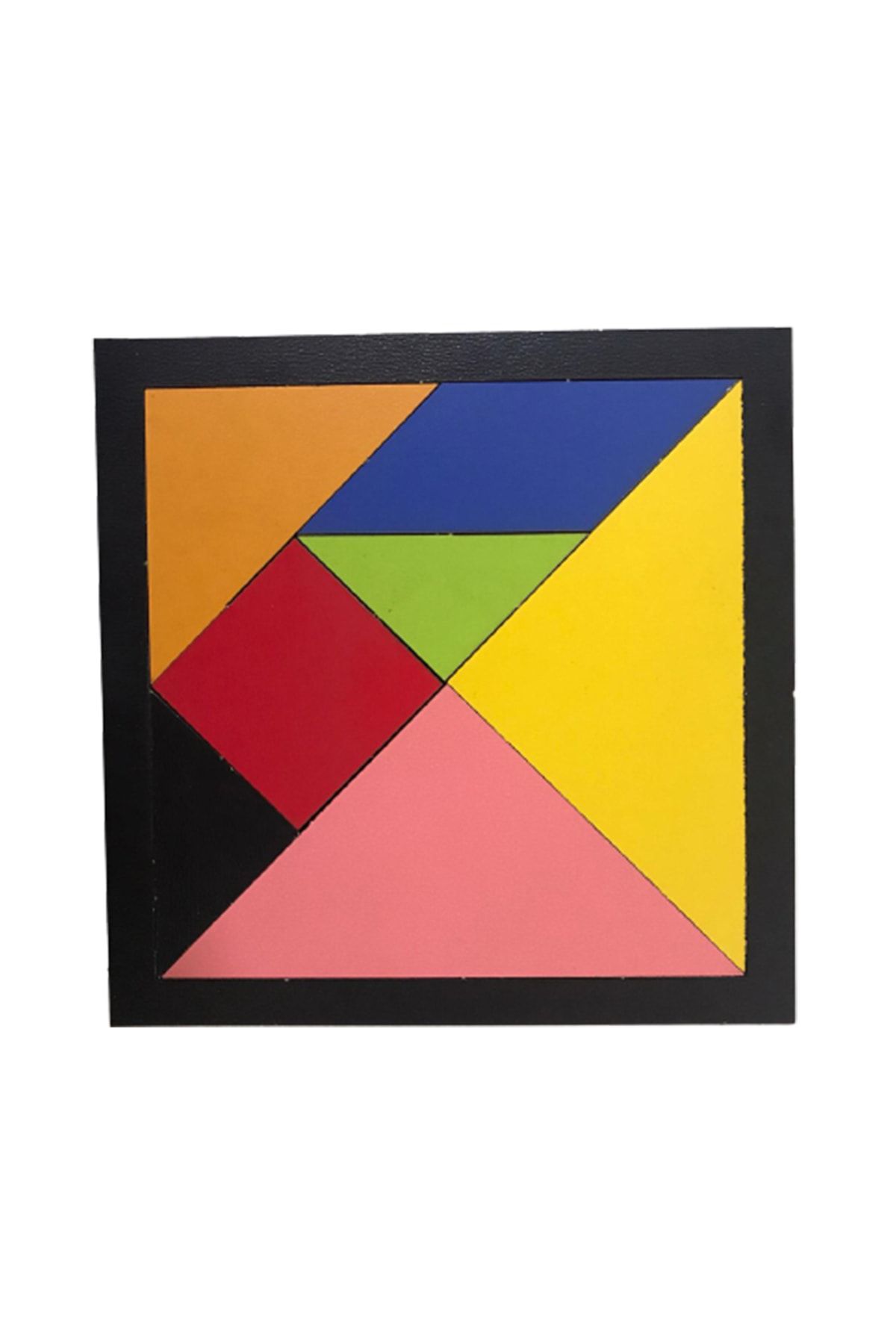 Elif İş Eğitimi Tek Çatı - Ahşap Tangram Zeka Gelişim Eğitici Oyuncak Orta Boy 14x14 Cm -