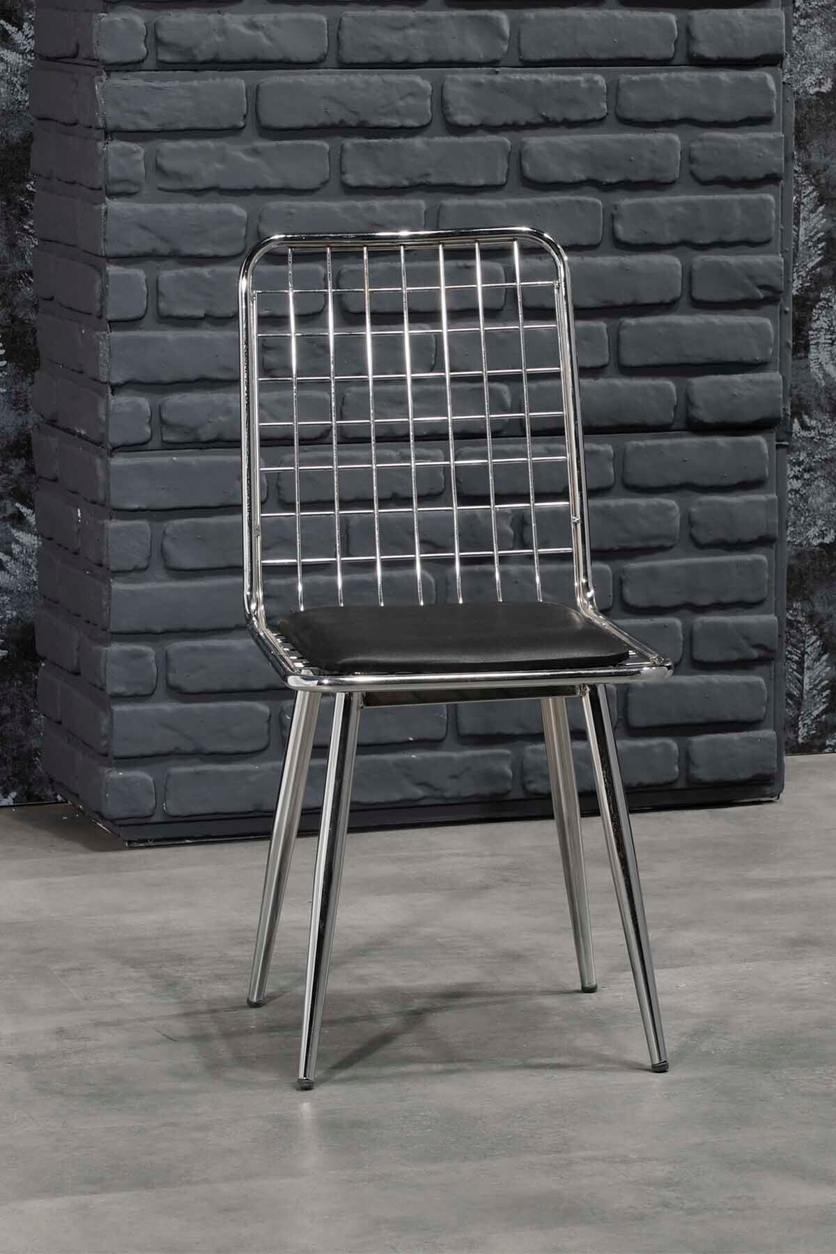 Avvio Gümüş Kalın Tel Sandalye- Mutfak Masa Sandalyesi
