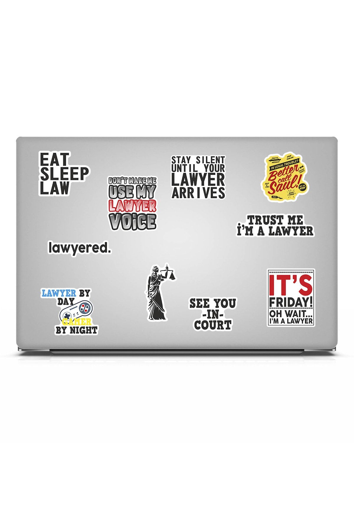 TUGİBU Laptop Sticker Notebook Tablet Macbook Çıkartma Seti Avukat Lawyer 10 Adet