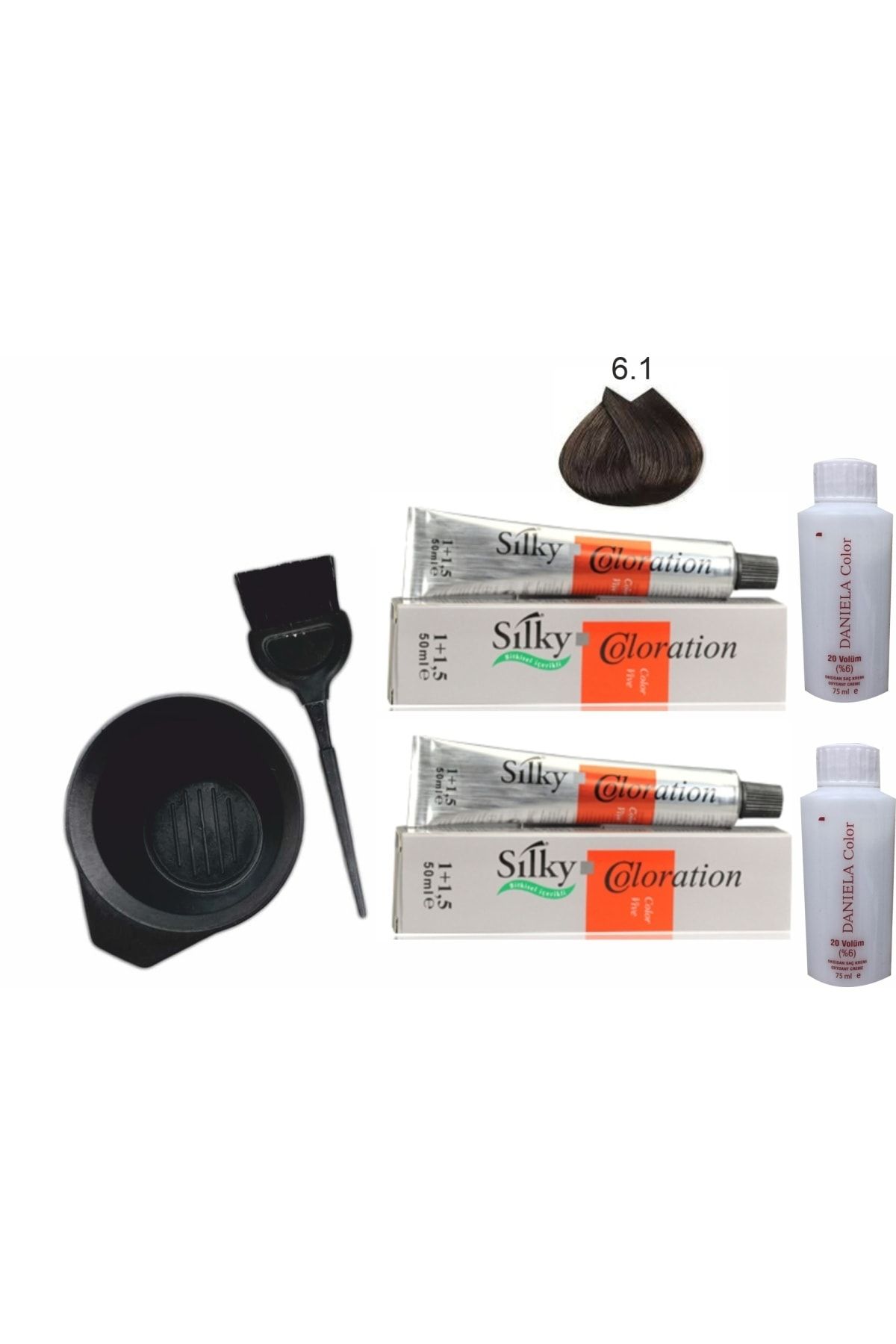 Silky Bitkisel Içerikli Saç Boyası 6.1 Koyu Küllü Kumral 1+1,5 50ml X2adet