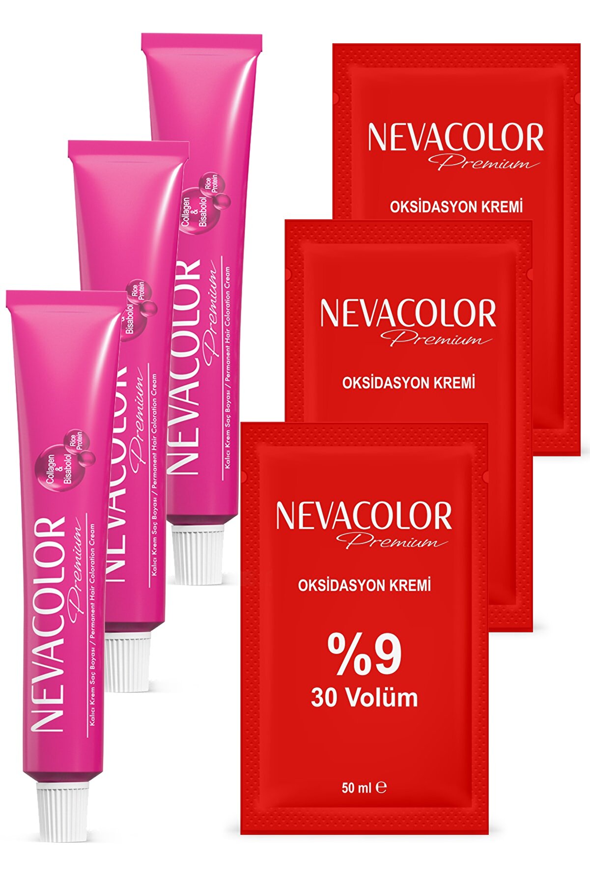 Nevacolor Premium Tüp 12.01 Yoğun Küllü Süp. Açıcı X 3 Adet + Şaset Oksidasyon Kremi 30 Vol. X 3adet