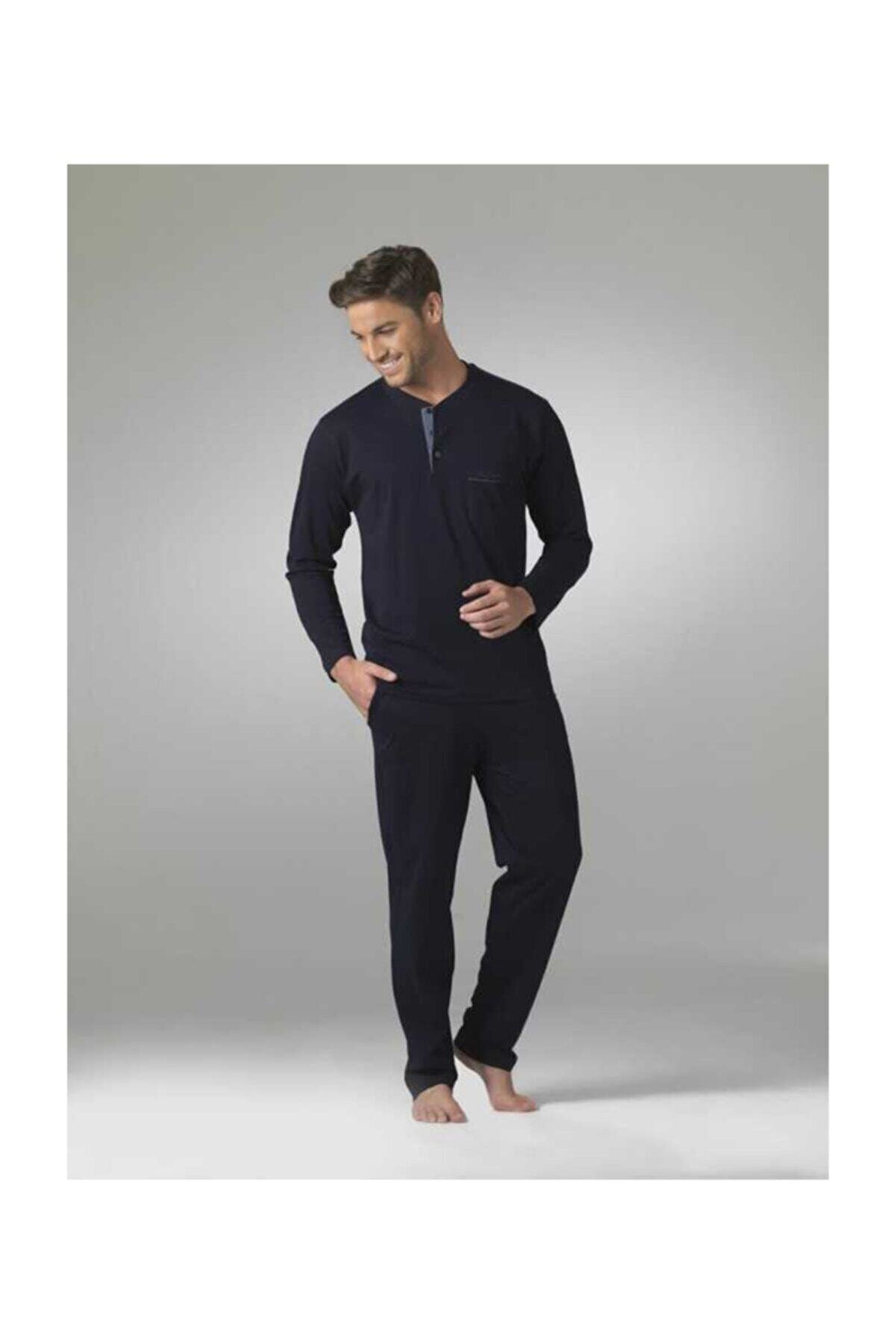 Pierre Cardin Erkek Uzun Kol Çeyiz Lacivert Pijama Takım 5454