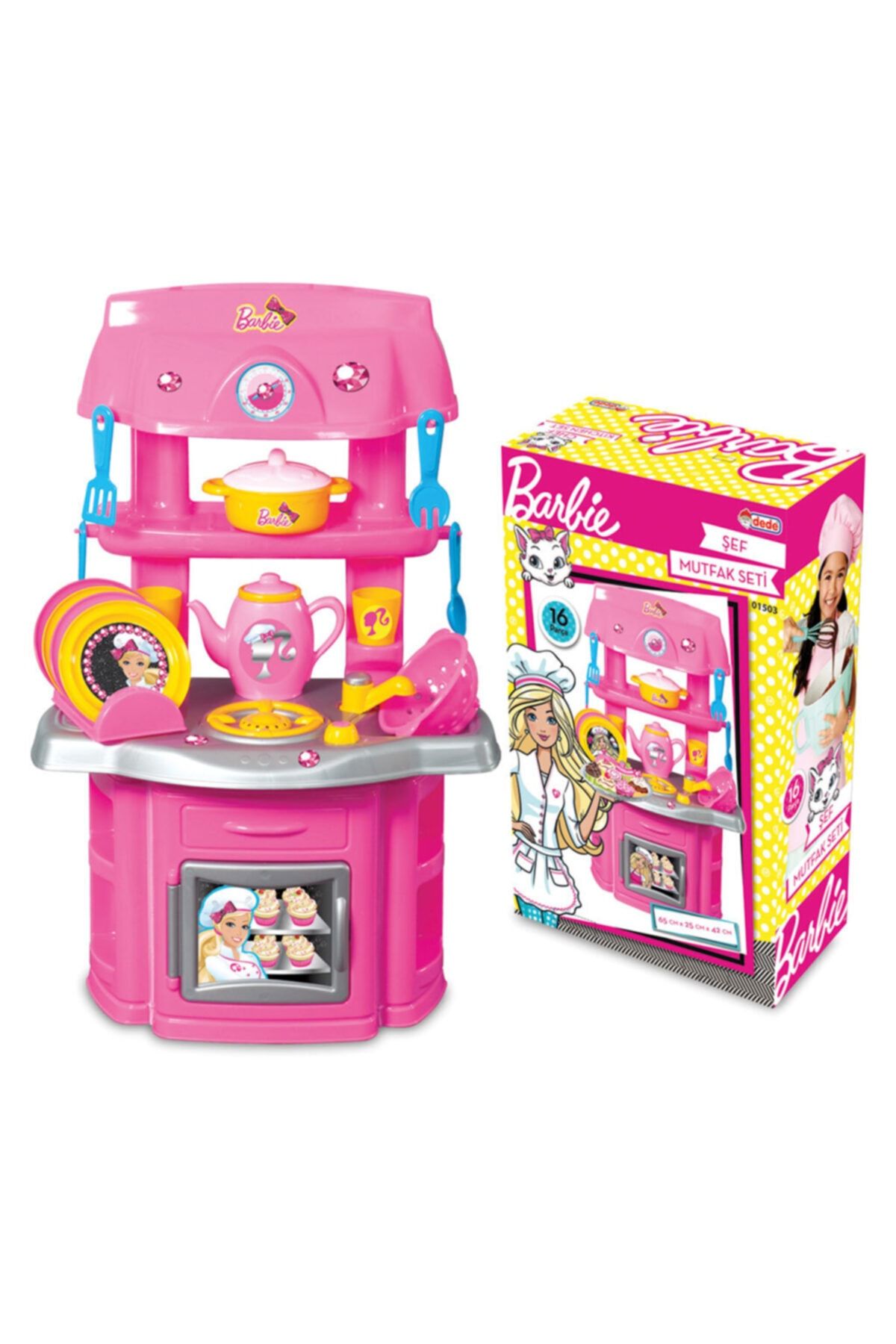 DEDE Barbie Şef Mutfak Seti Kız Çocuk Oyuncak Mutfak Evcilik Oyuncak Seti