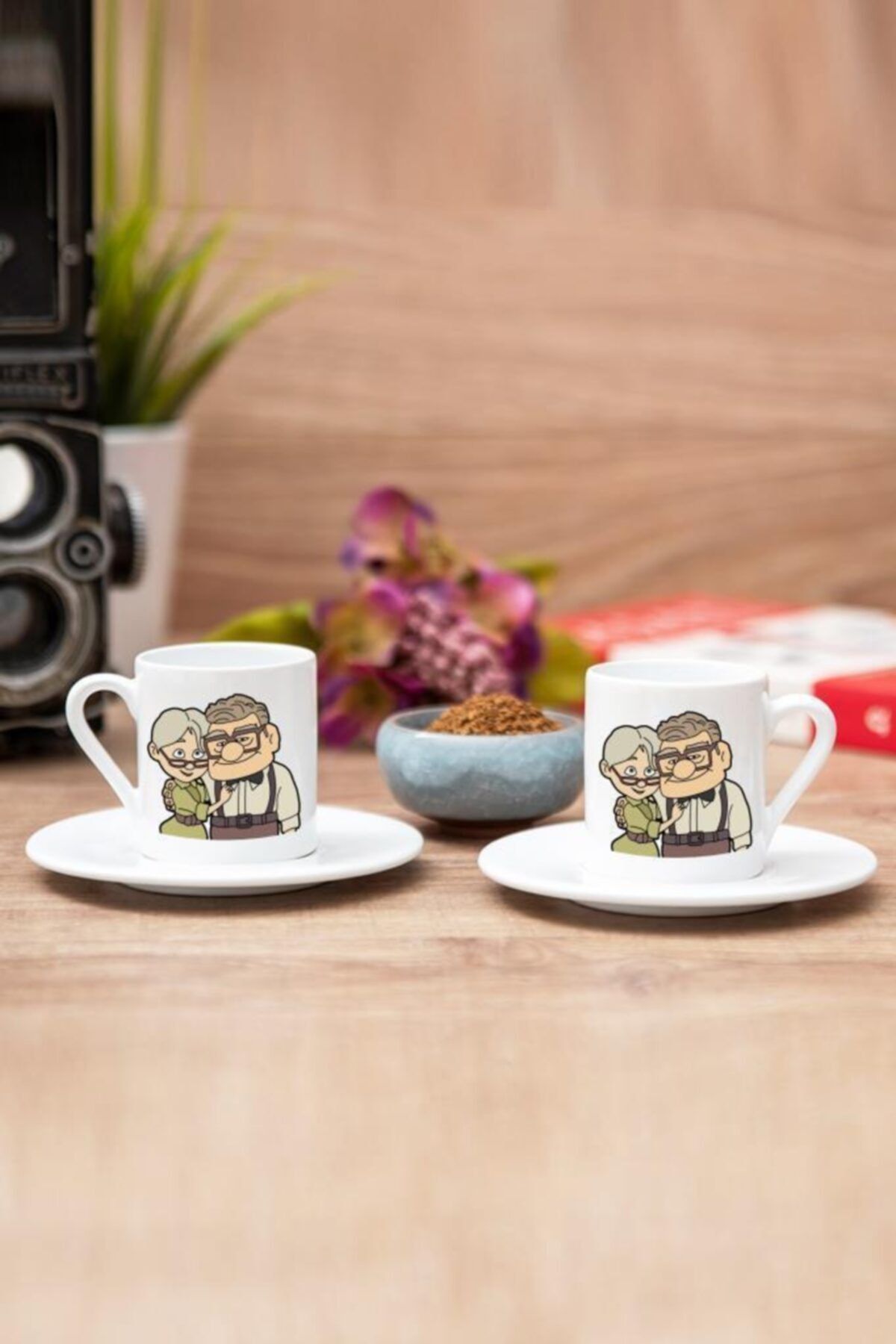 Katarsis Home Yaşlı Çift Sevgili 2li Set Beyaz Kahve Fincanı