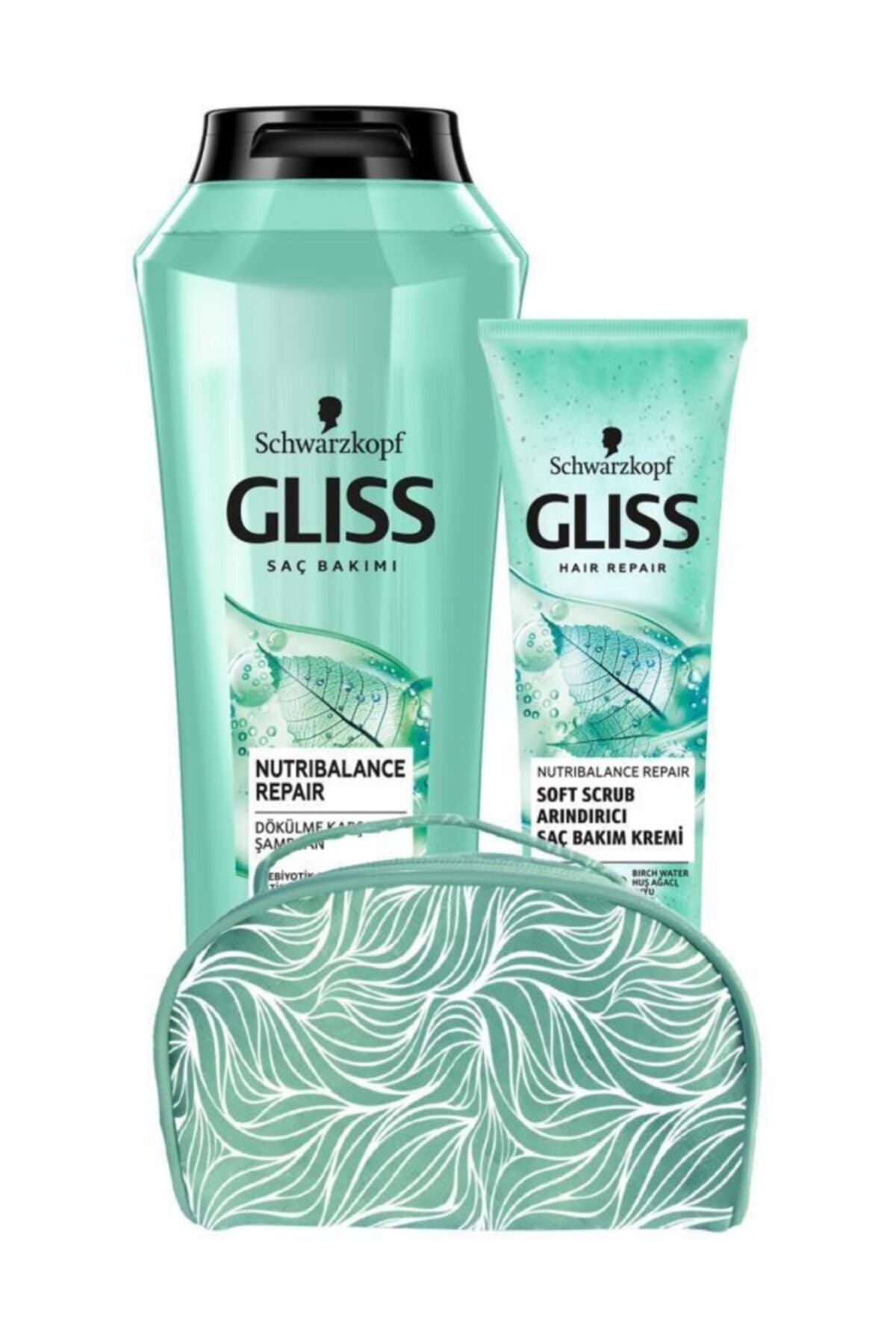 Gliss Nutribalance Şampuan 500 ml + Arındırıcı Saç Bakim Kremi 150 ml+makyaj Çantası