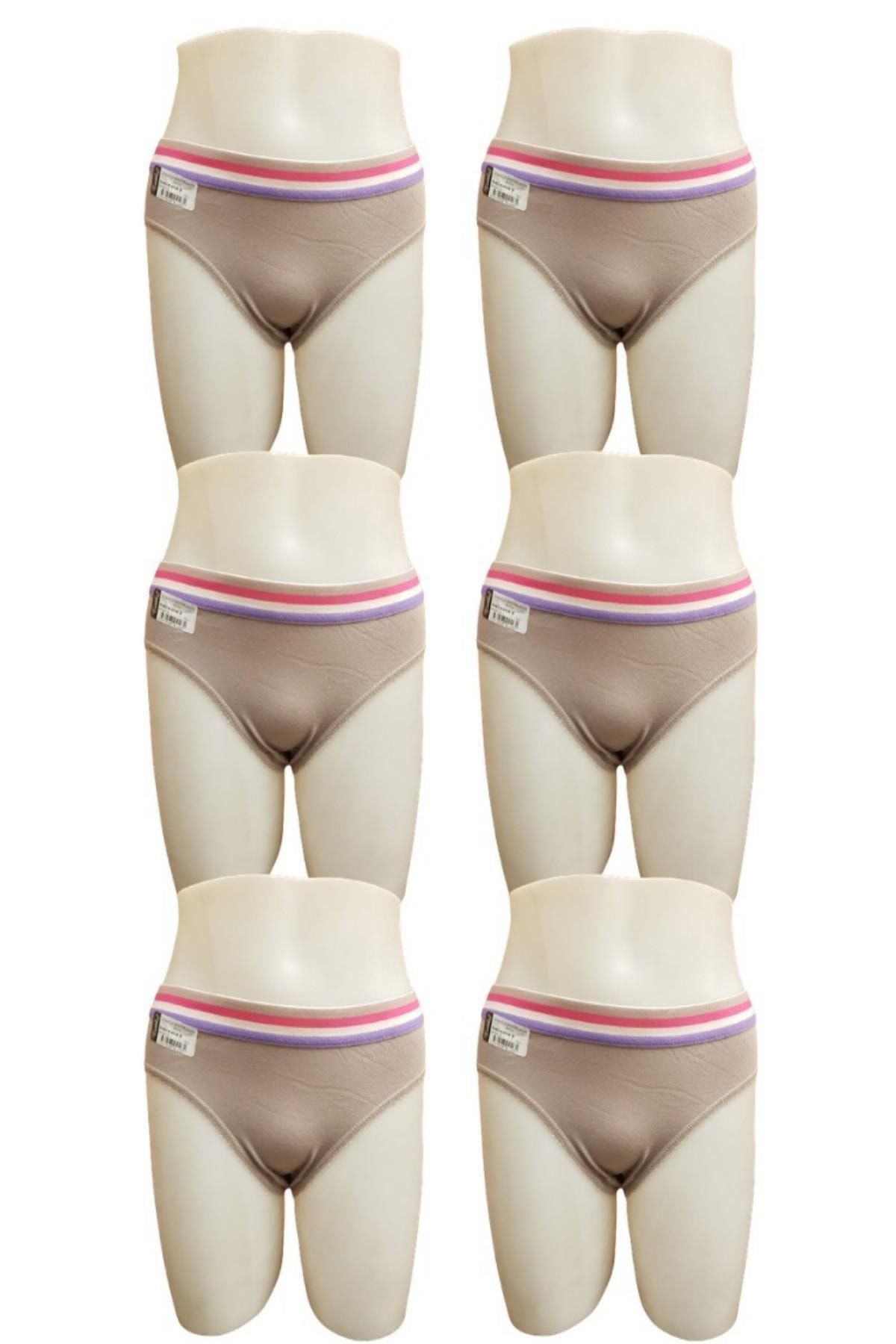 Tutku Kadın Pırlanta 6lı Paket Beli Şerit Detaylı Bikini Külot