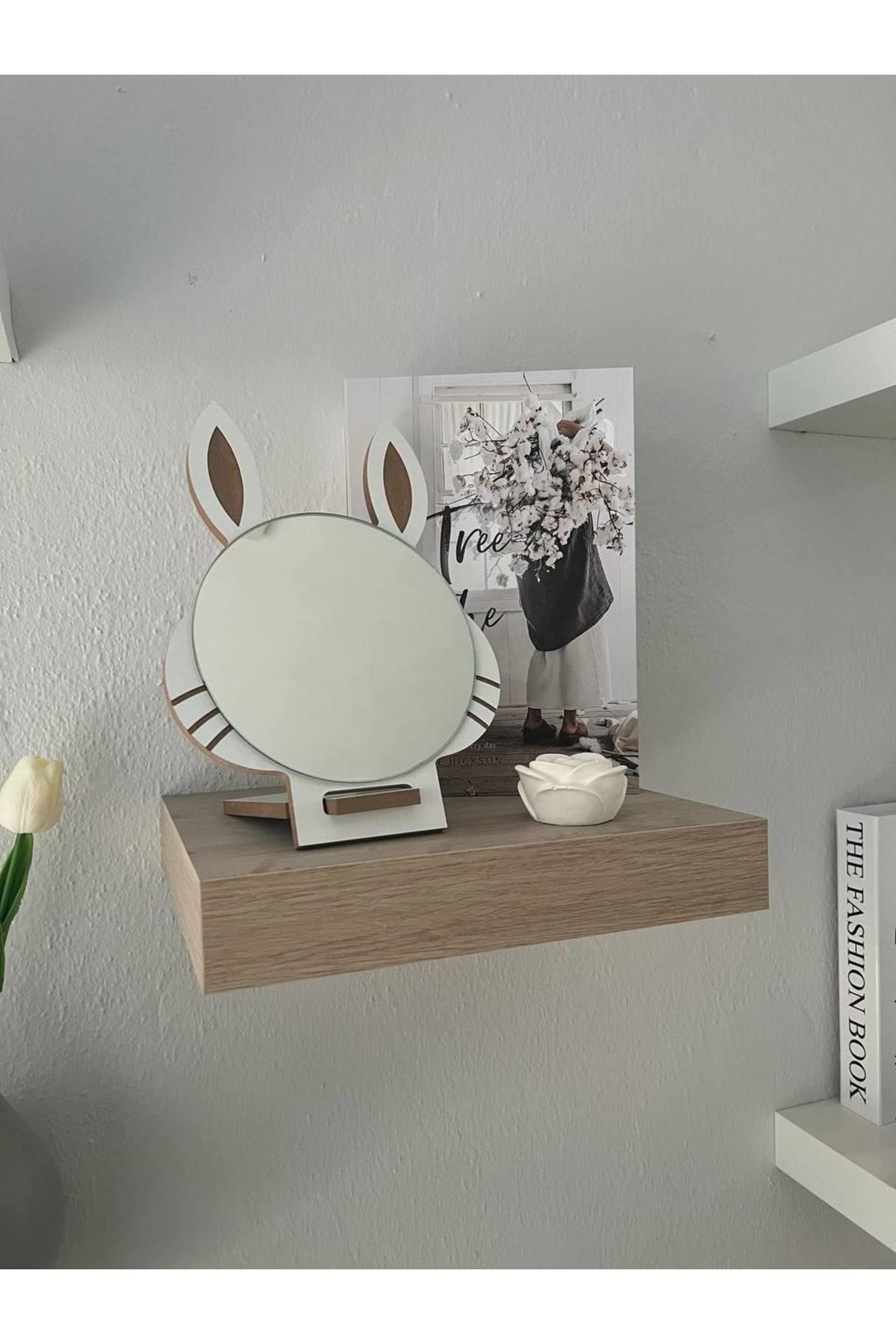 ARCHER Masaüstü Beyaz Renk Hediyelik Dekoratif Makyaj Aynasi,tavşan Kulaklı,sevimli Ayna, Çocuk Ve Genç Ayn