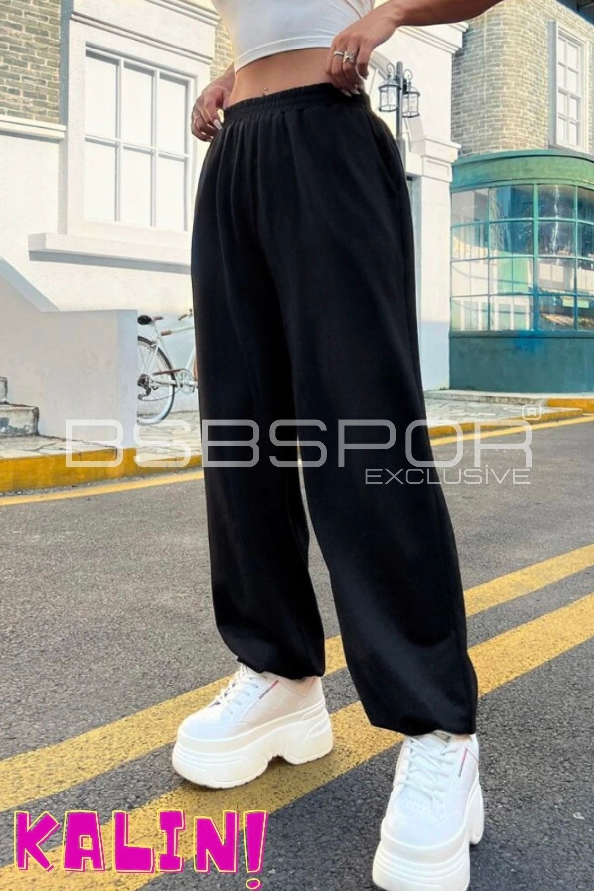 BSBSPOR Yazlık Oversize Eşofman Altı Jogger Siyah