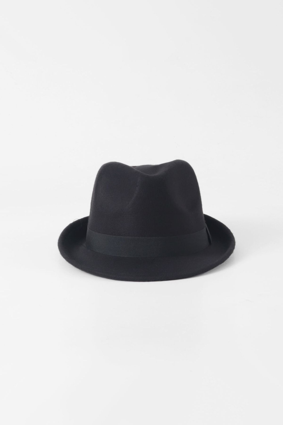 Kapin Kısa Kenarlı Fötr Şapka - Siyah