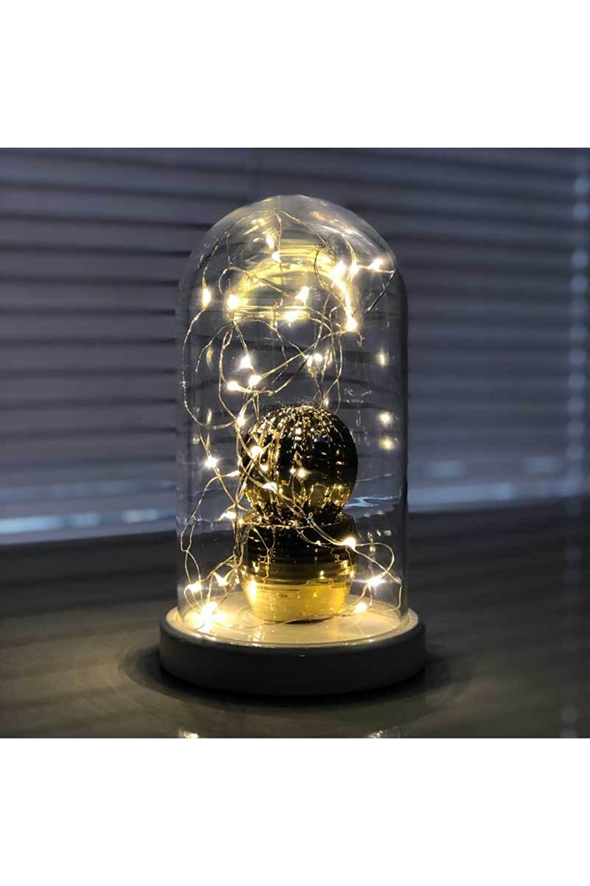 BY-LAMP Işıklı Fanus Gold Tombul Kaktüs Figürlü Lamba Hediyelik Gece Lambası