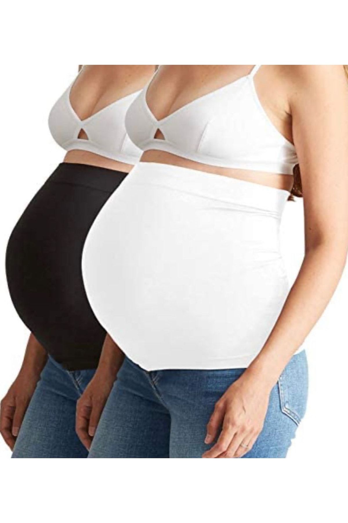 Genel Markalar Yüksek Bel 2 Parçadan Oluşan Hamile Destekleyici Bel Bandı Seti Beyaz Orta