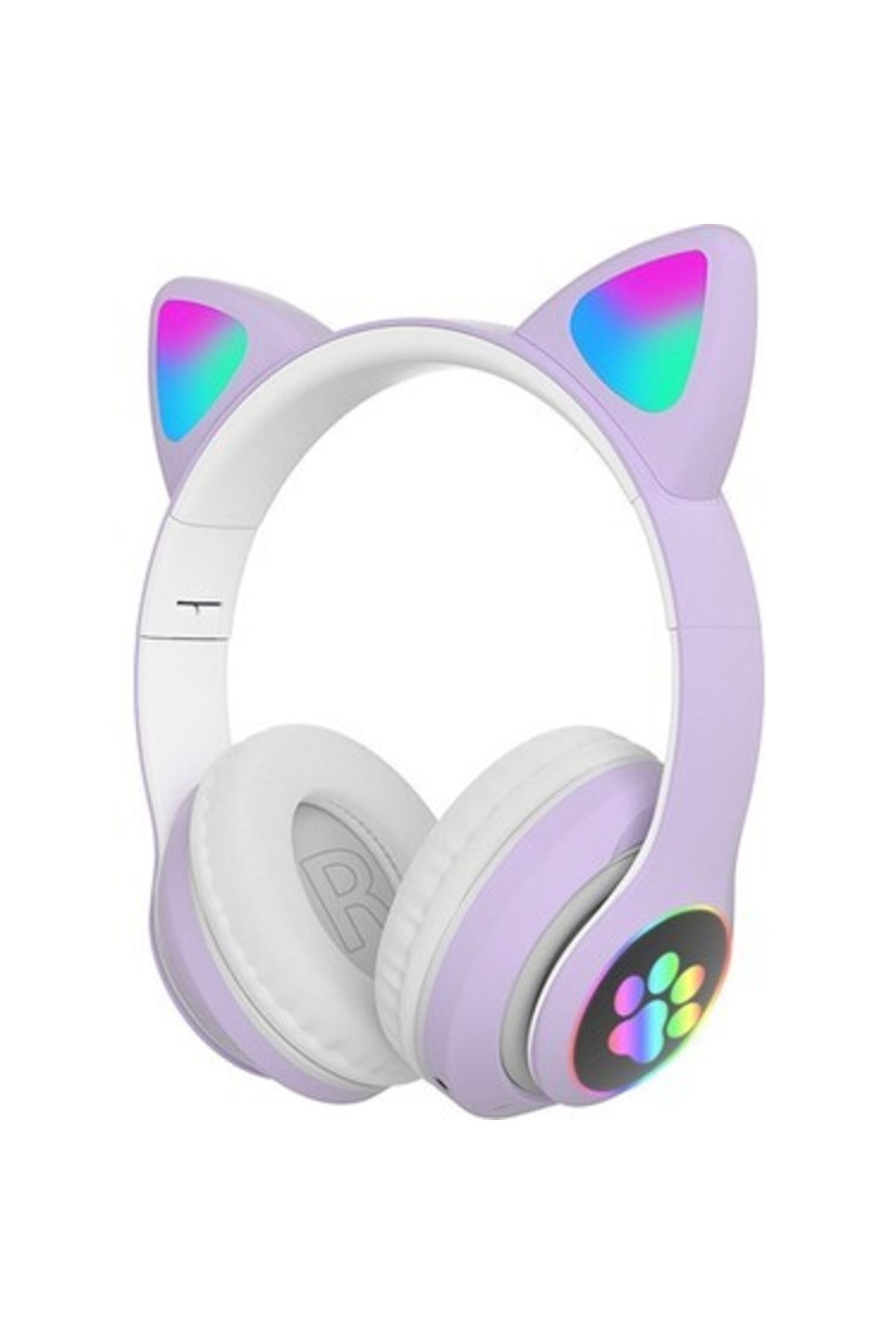 BLUPPLE Kablosuz Bluetooth 5.0 Led Işıklı Kedili Şık Kulaklık Hediye Kız Kadın Wireless Lila