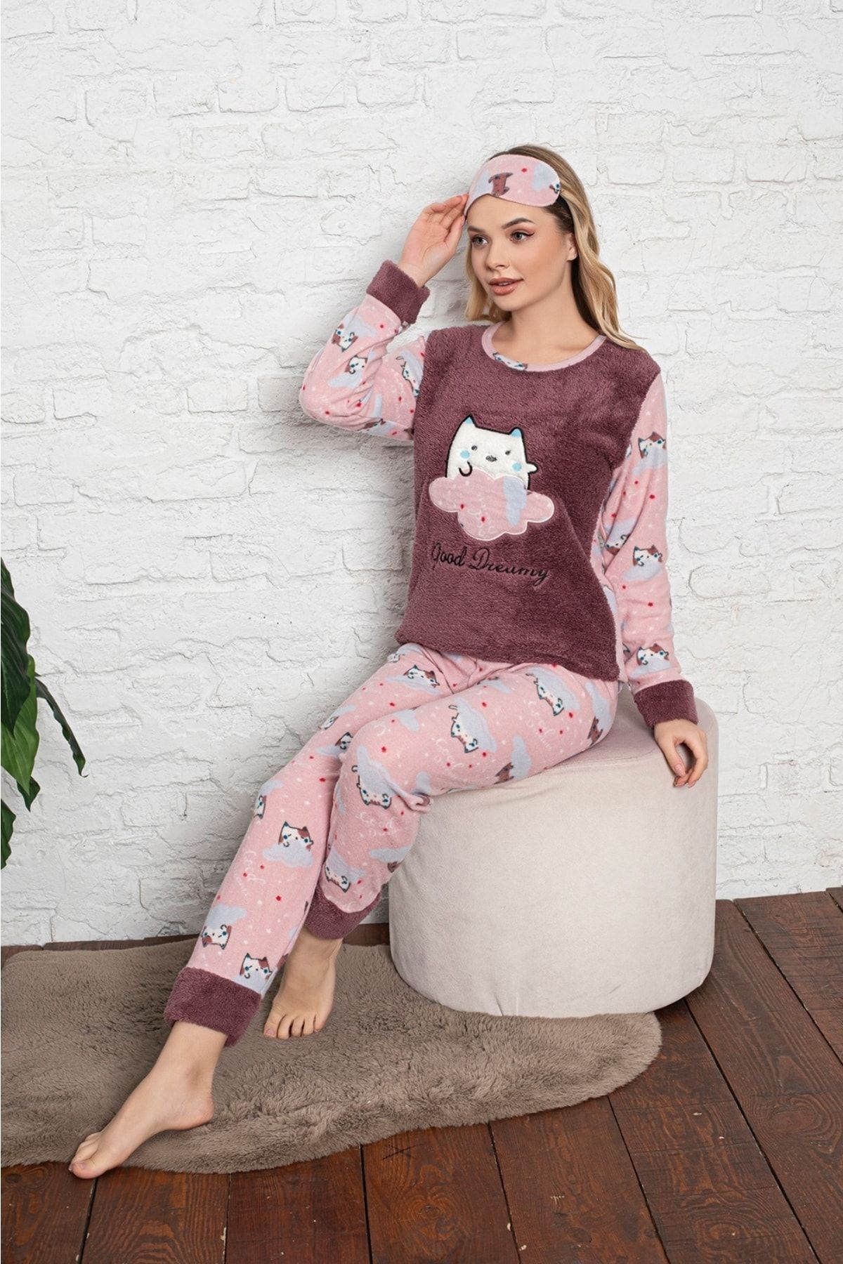 ASEL PİJAMALARI Kadın Kışlık Polar Pijama Takımı