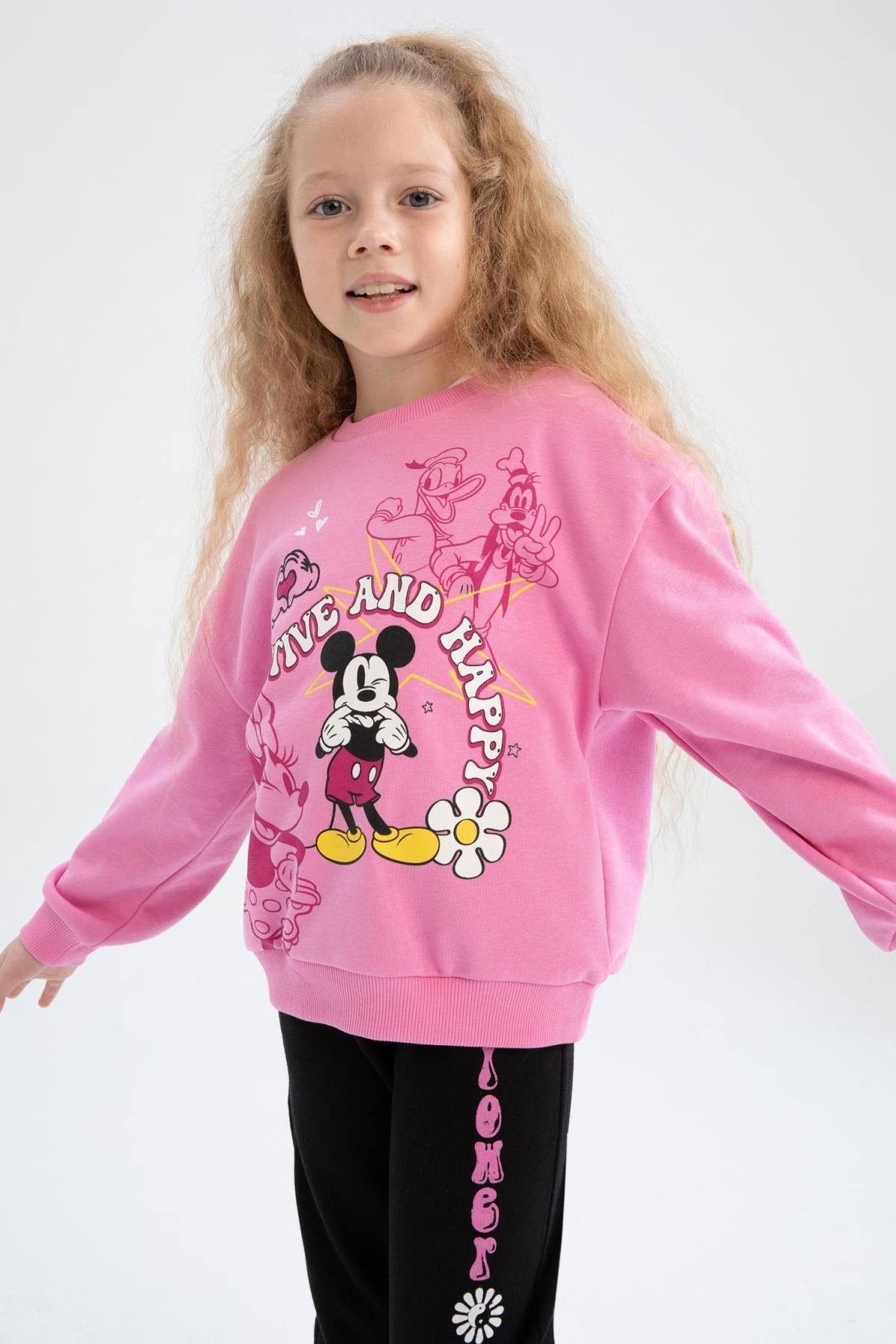 Defacto Kız Çocuk Disney Mickey Mouse Bisiklet Yaka Sweatshirt Z5140a623sp