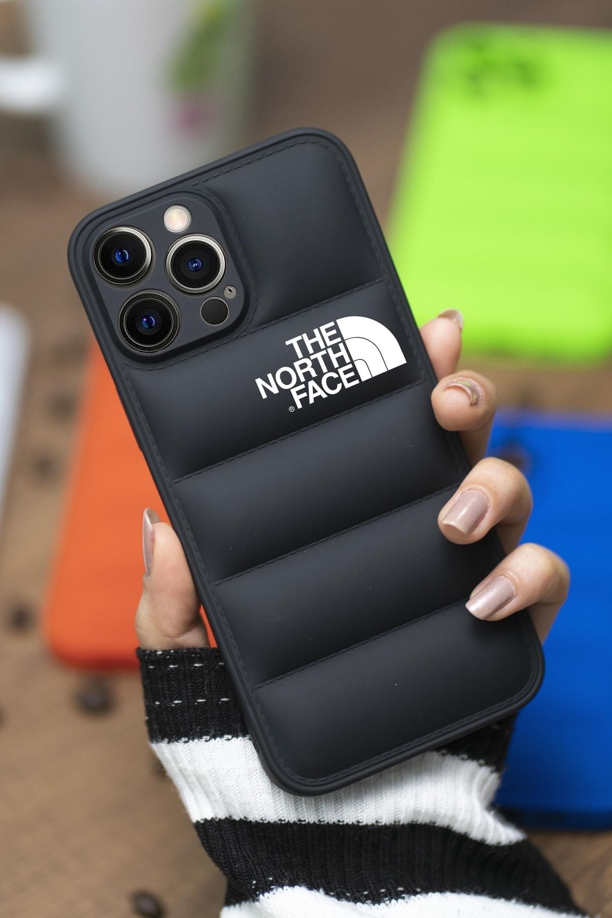 mooodcase Iphone 13 Pro Max Uyumlu North Desenli Airbag Puffer Silikonlu Şişme Kılıf Uyumlu