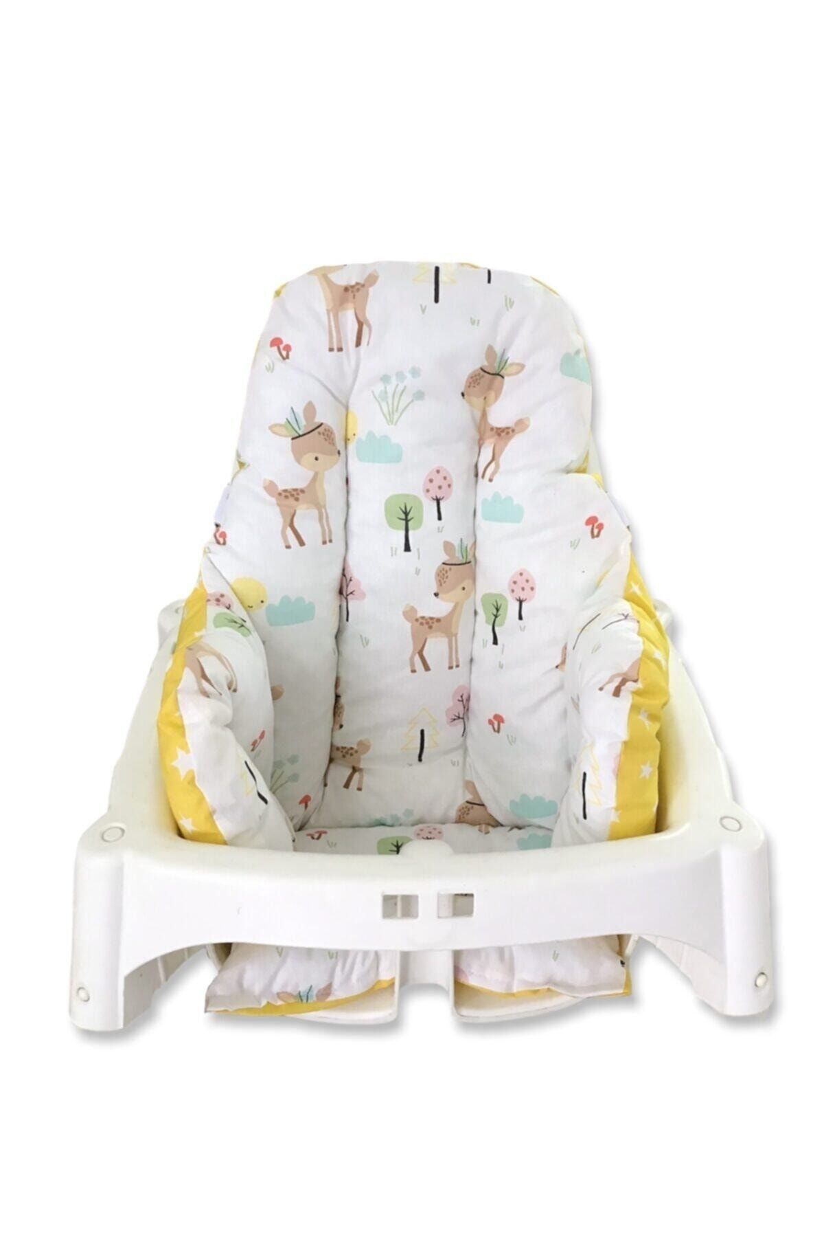Bebek Özel Pamuk Bebek Çocuk Mama Sandalyesi Minderi Karaca Sarı