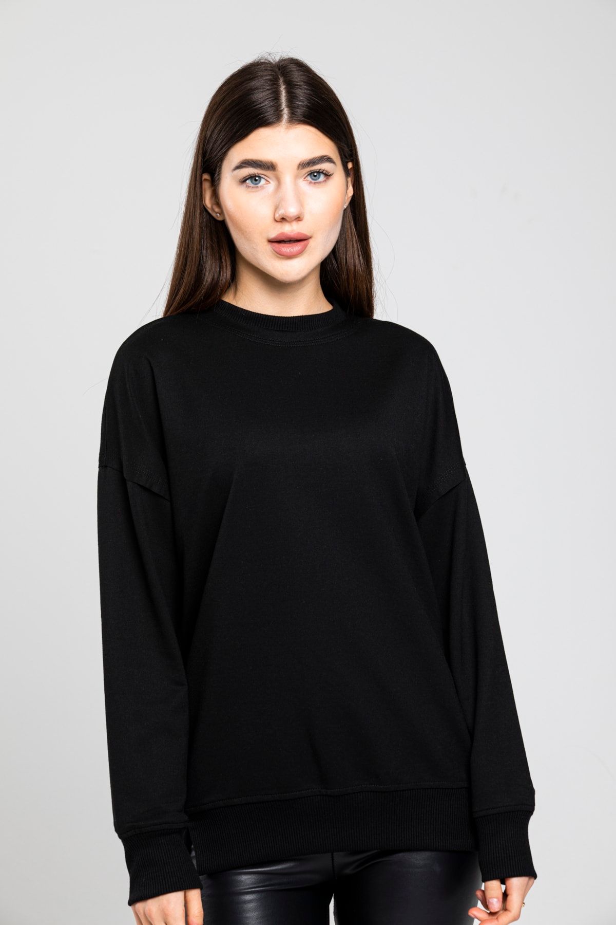 TT ROTTFÄ°ELD KadÄ±n Bisiklet Yaka Oversize Basic Sweatshirt DÃ¼z Ãrme Siyah Renk FiyatÄ±, YorumlarÄ±