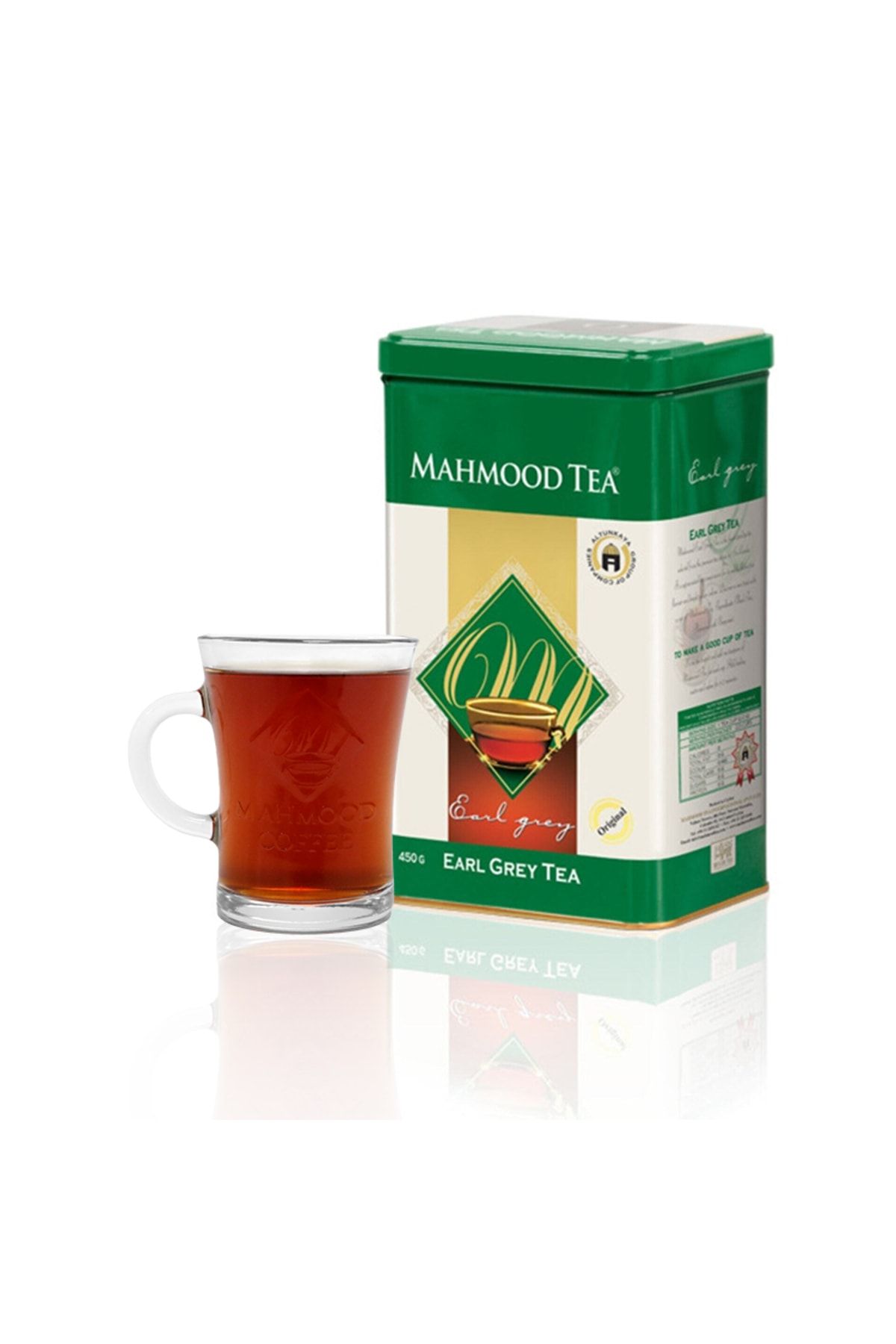 Mahmood Tea Bergamotlu Seylan Dökme Çayı Earl Grey Teneke Kutu 450 Gr Bardak Hediyeli