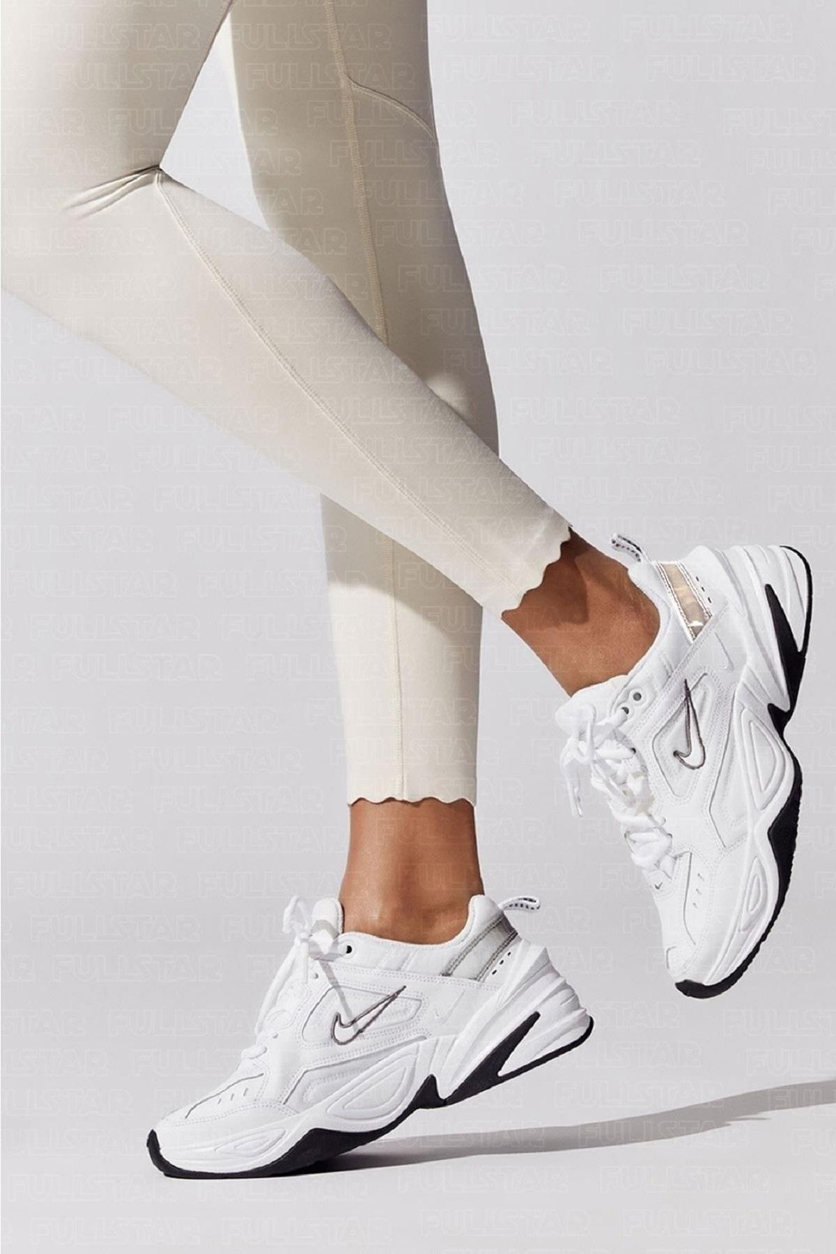 Nike M2k Tekno Leather Unisex Reflector Sneaker Hakiki Deri Beyaz Spor Ayakkabı