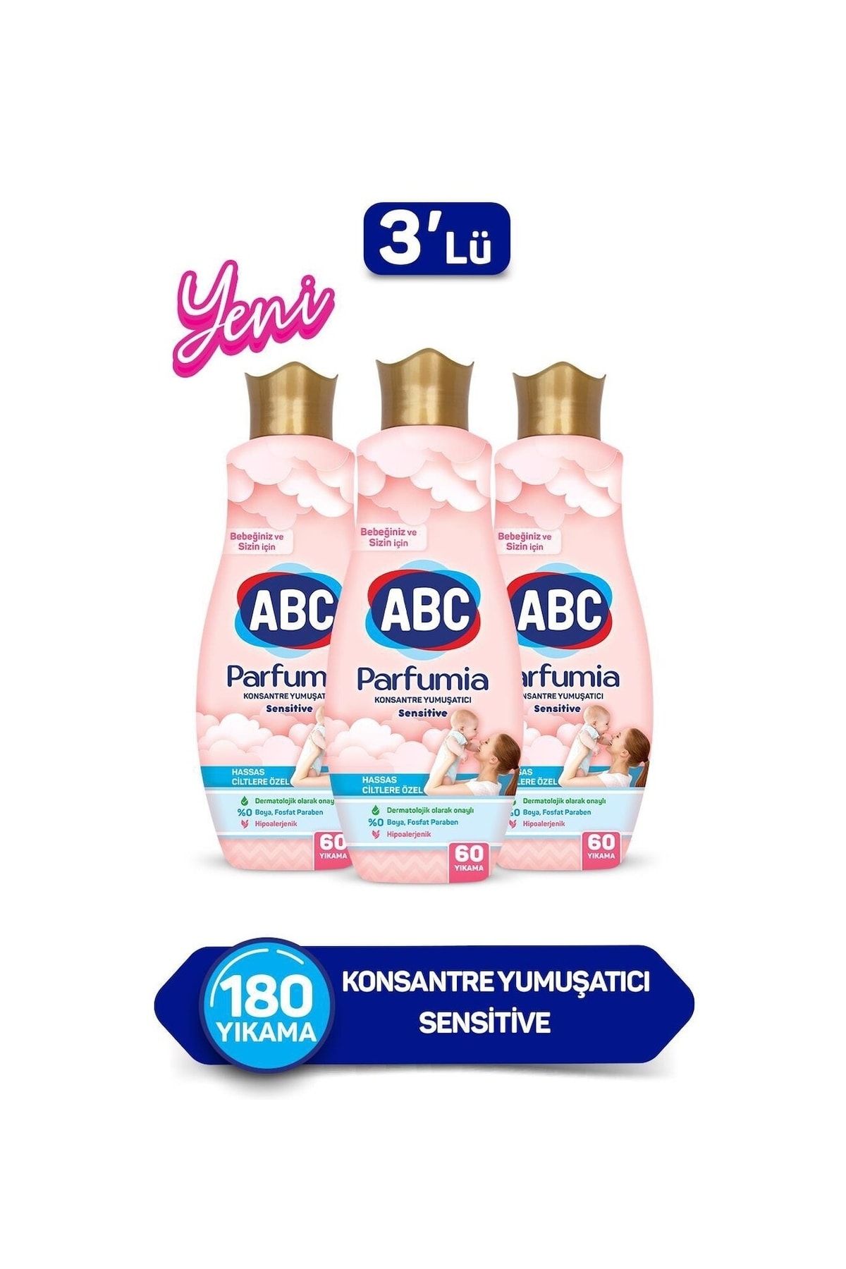 ABC Parfumia Sensitive Konsantre Yumuşatıcı 1440 Ml *3 Adet