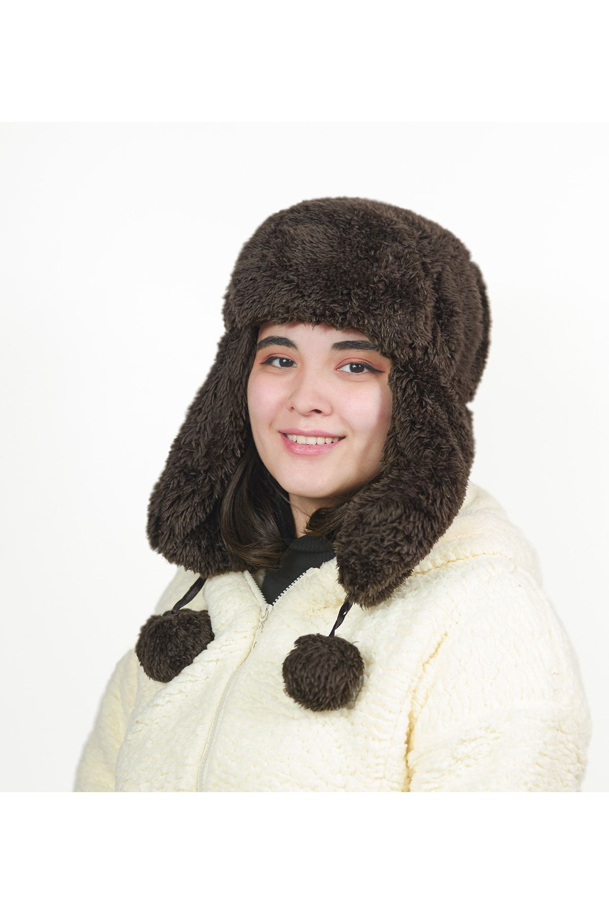 Bora Toys Kadın Kürklü Kulaklıklı Peluş Şapka,bere