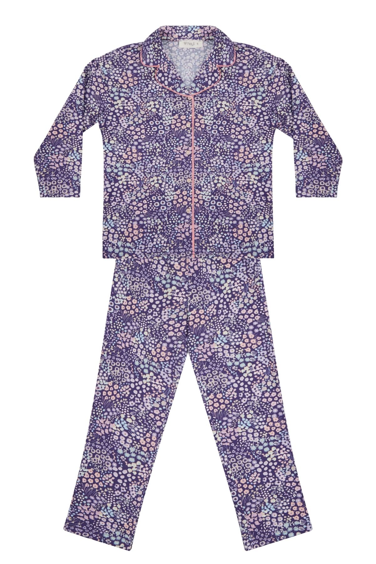 Hays Kız Çocuk Pamuklu Gömlek Yakalı Uzun Pijama Takımı
