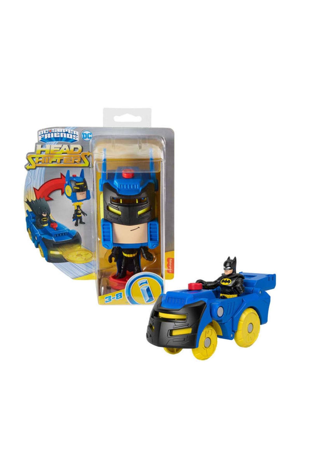 Mattel Imaginext Dc Super Friends Head Shifters - Batman & Batmobile