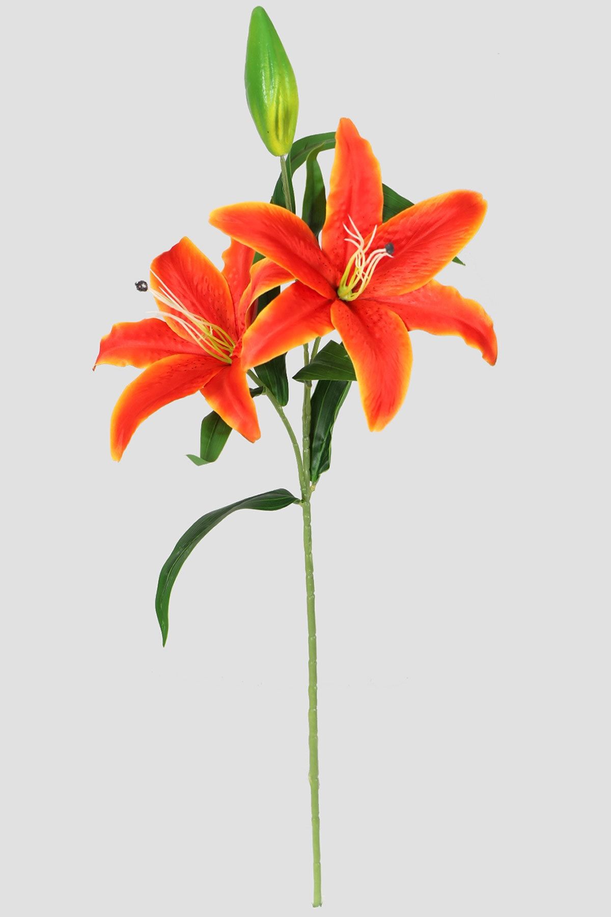 Yapay Çiçek Deposu Uzun Dal Kaliteli Yapay Lilyum Zambak Çiçeği 70 Cm Turuncu