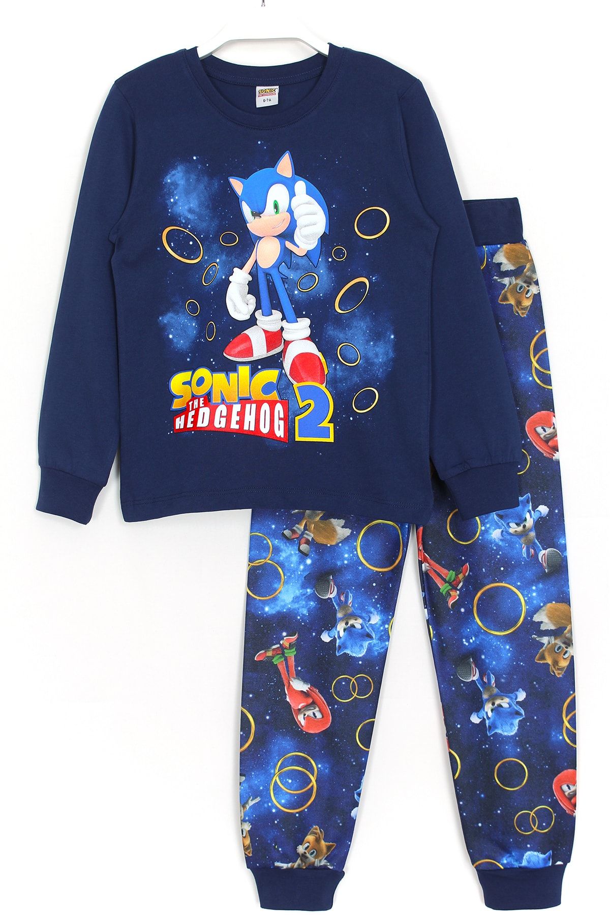 DobaKids Kirpi Sonic Ekidne Knuckles Ve Miles Tails 3d Baskılı Erkek Çocuk Pijama Takımı Lacivert