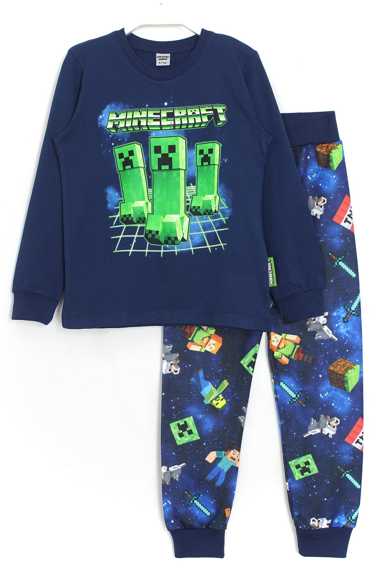 DobaKids 3d Minecraft Baskılı Erkek Çocuk Pijama Takımı Lacivert