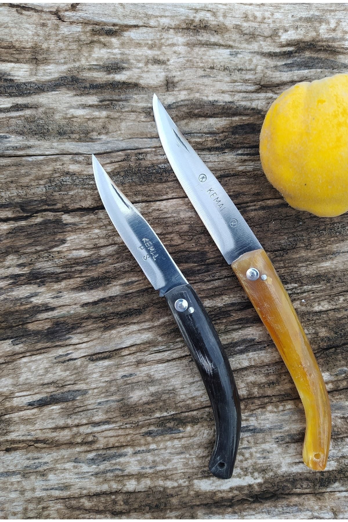 DİBA AVM Bıçak Mutfak Çakı Kamp Bıçağı Outdoor Bıçak Kemik Saplı El Yapımı 2 Li Çakı Av Bıçağı Piknik Çakısı