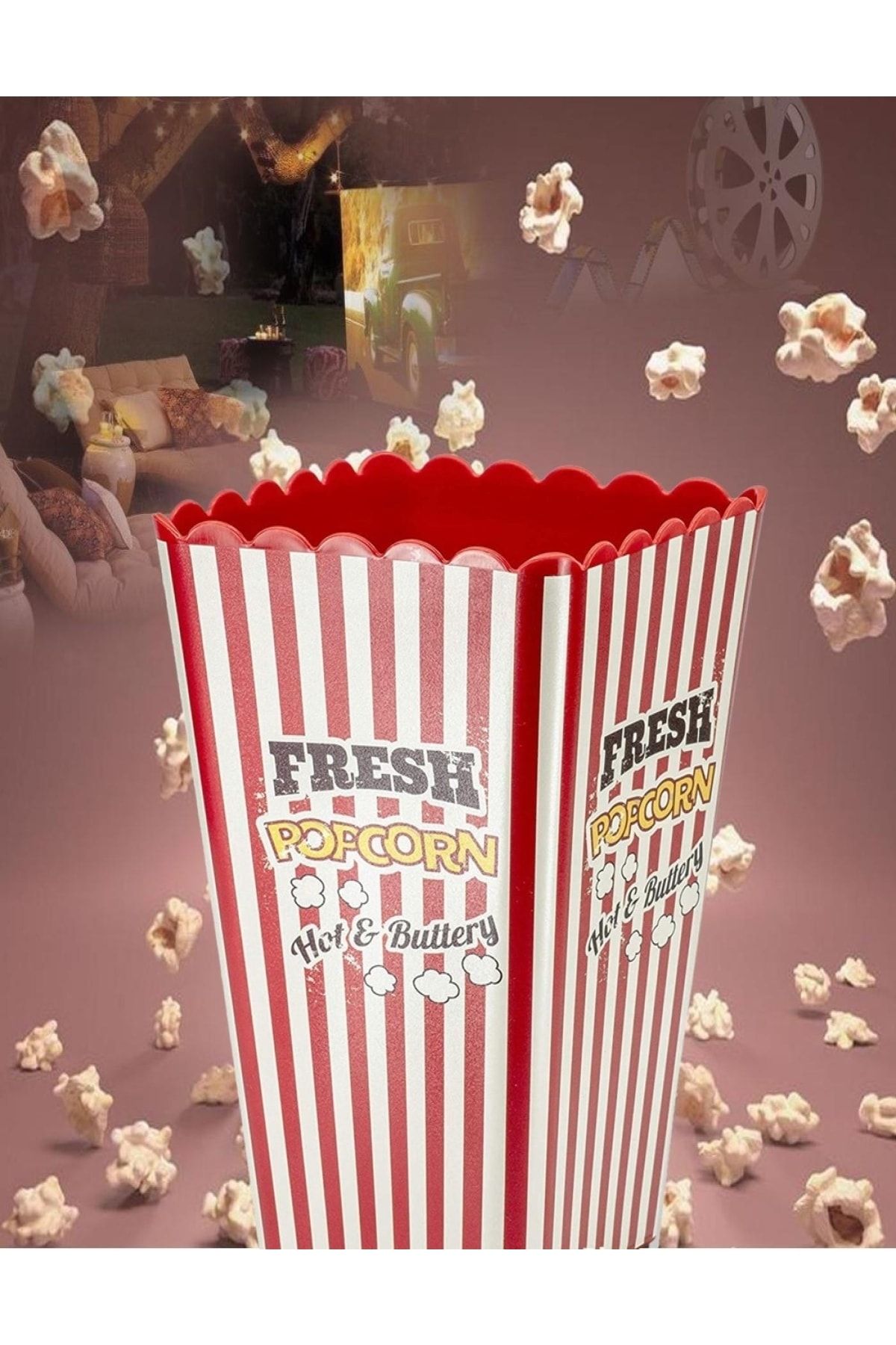 MasterCar Movie Day Xl Kırmızı Popcorn Patlamış Mısır Kovası - Çerezlik Atıştırmalık Kabı Cips Beslenme Kabı