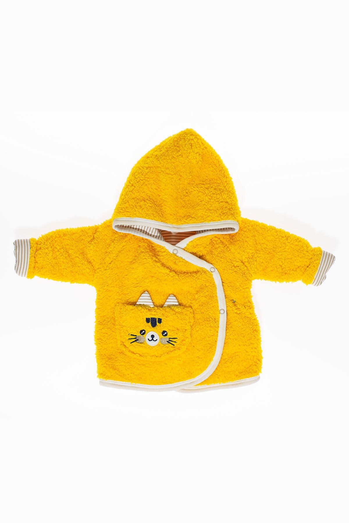 Supriz Sepeti Unisex Bebek Sarı Kapşonlu Welsoft Peluş Hırka