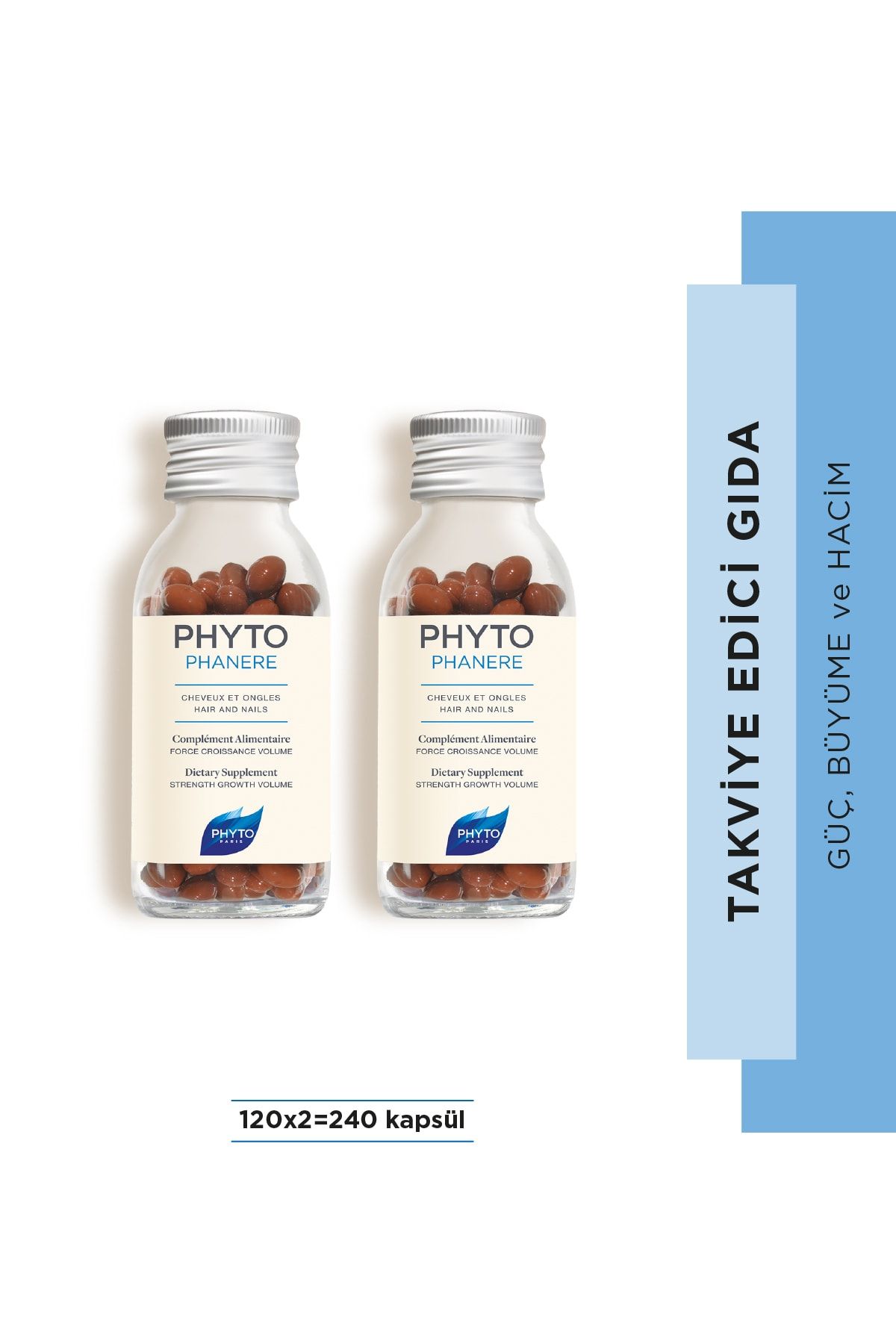 Phyto Duo Phytophanere Saç ve Tırnaklar için Güç, Büyüme & Hacim Sağlayan Takviye Edici Gıda 240 Kapsül