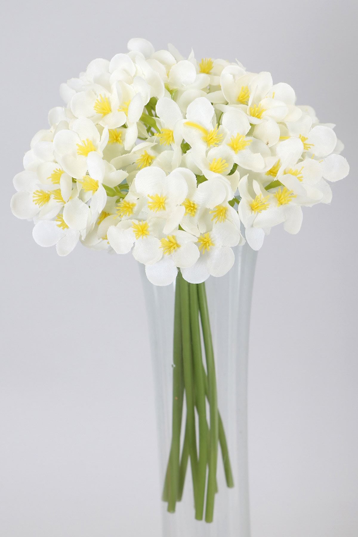 Yapay Çiçek Deposu Kaliteli Yapay Mine Çiçekli Buket 26 Cm Beyaz