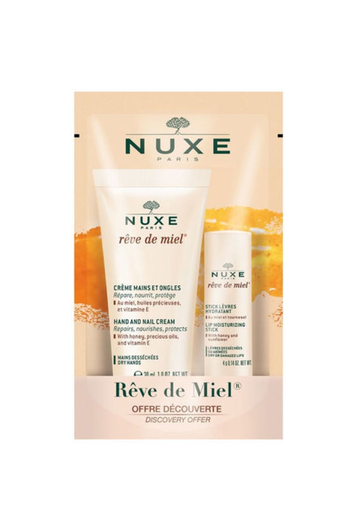 Nuxe Reve De Miel Hand Cream 30ml & Lip Balm Set / El , Tırnak Kremi / Dudak Balsamı 2 ' Li Set