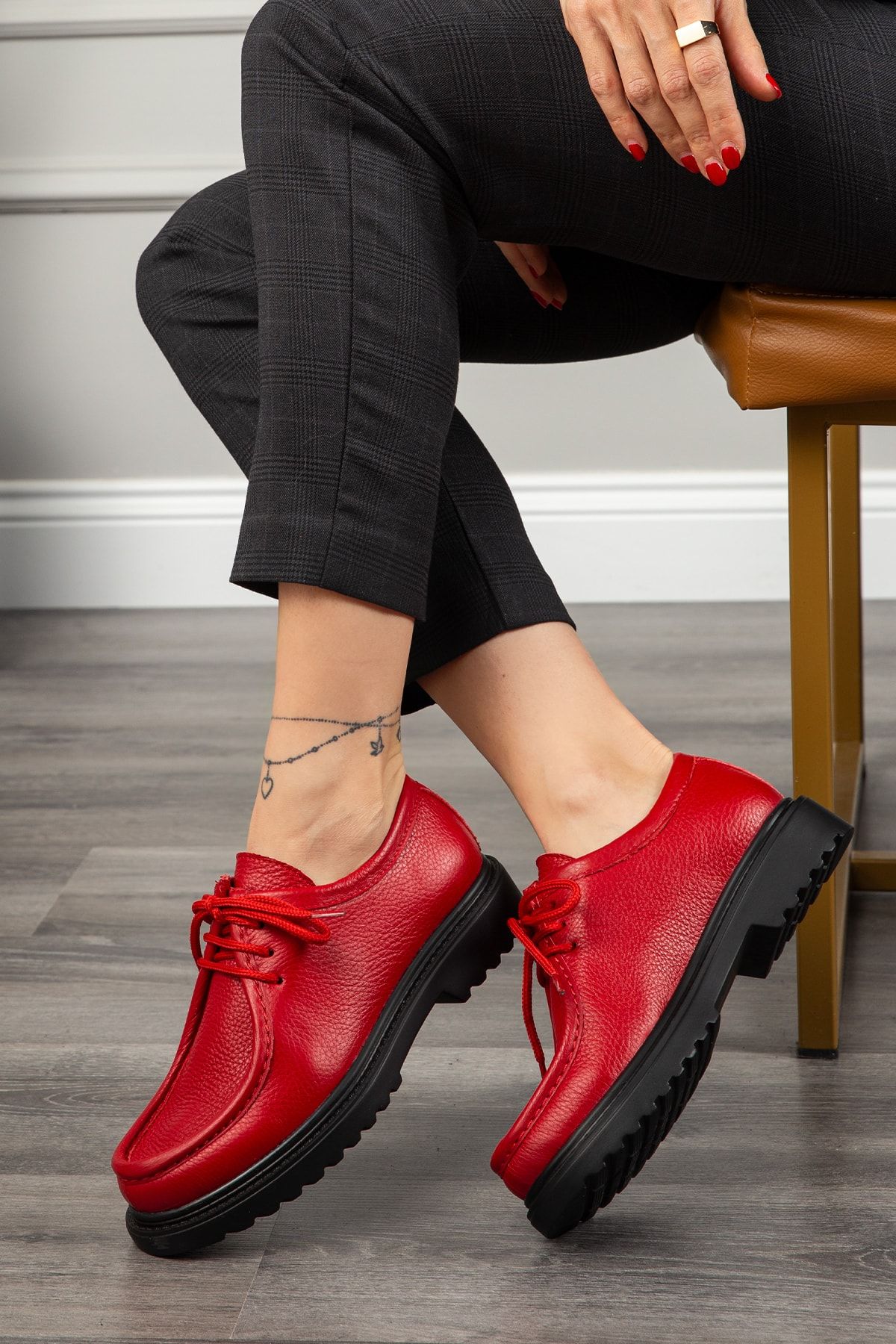 Deery Hakiki Deri Kırmızı Günlük Kadın Ayakkabı